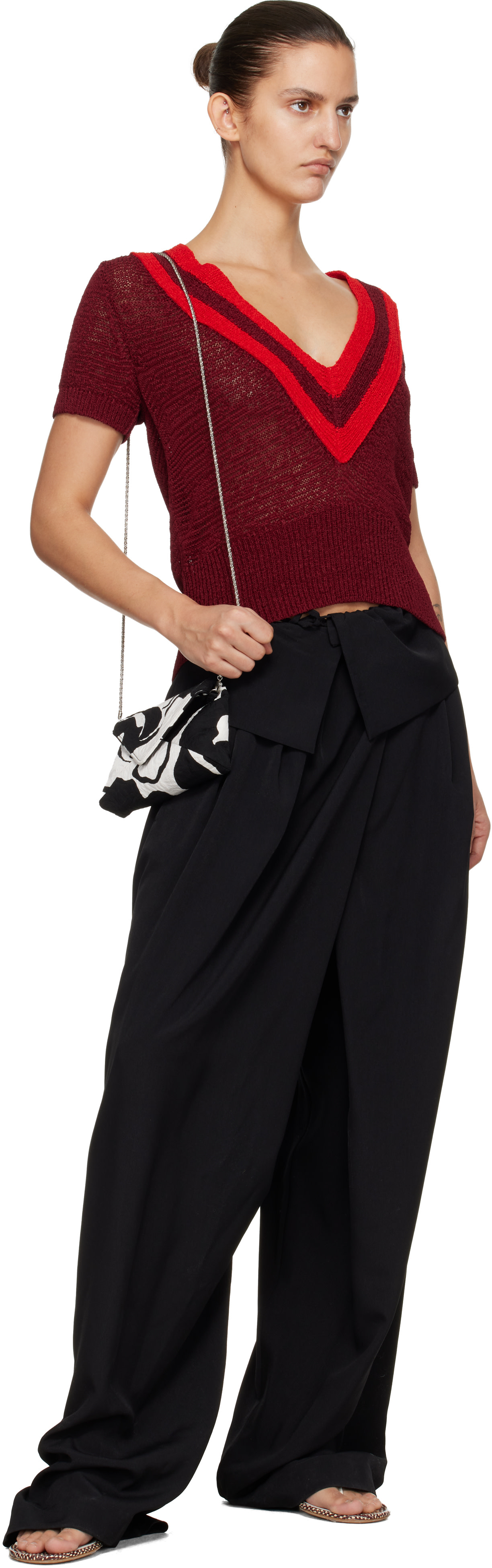 Dries Van Noten: Black & White Envelope Large Floral Clutch | SSENSE