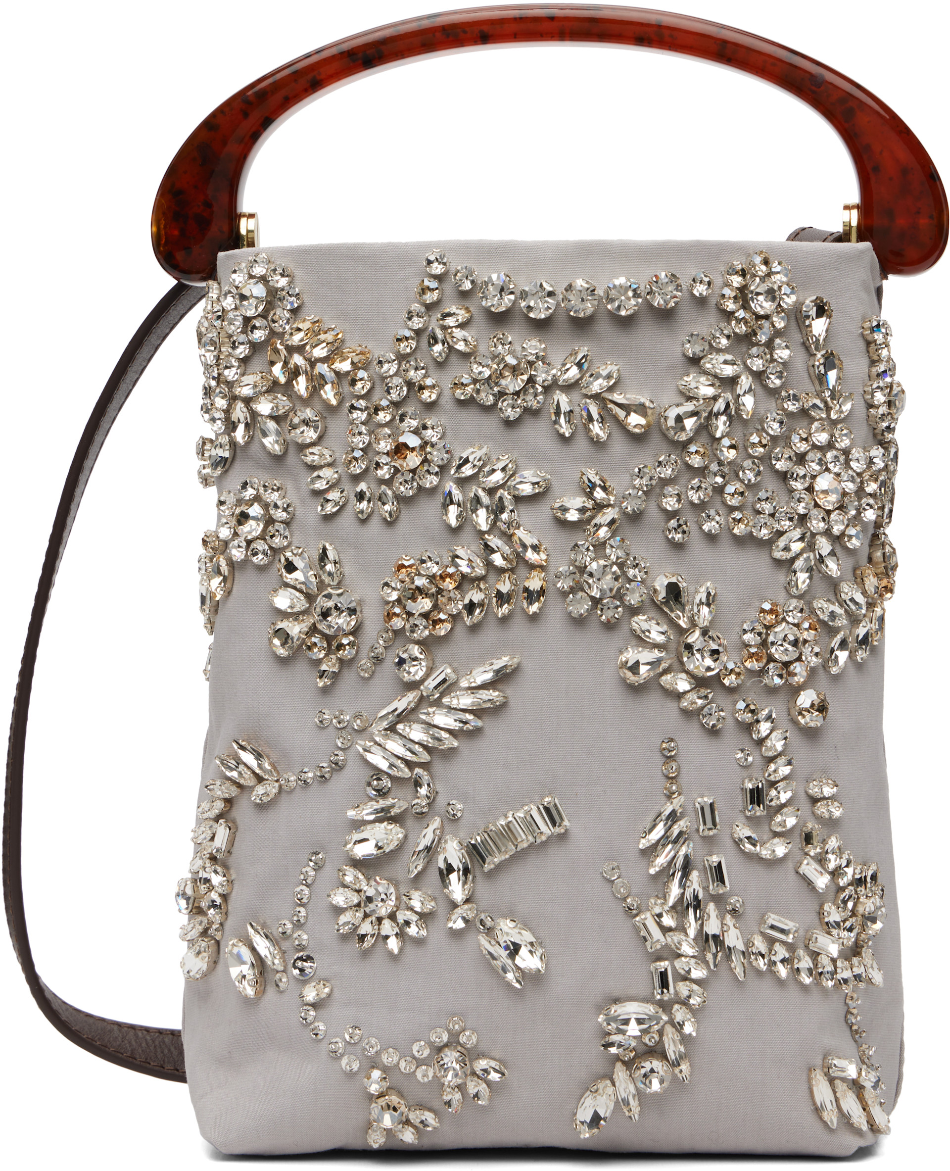 Dries Van Noten - Micro sac gris à ornements