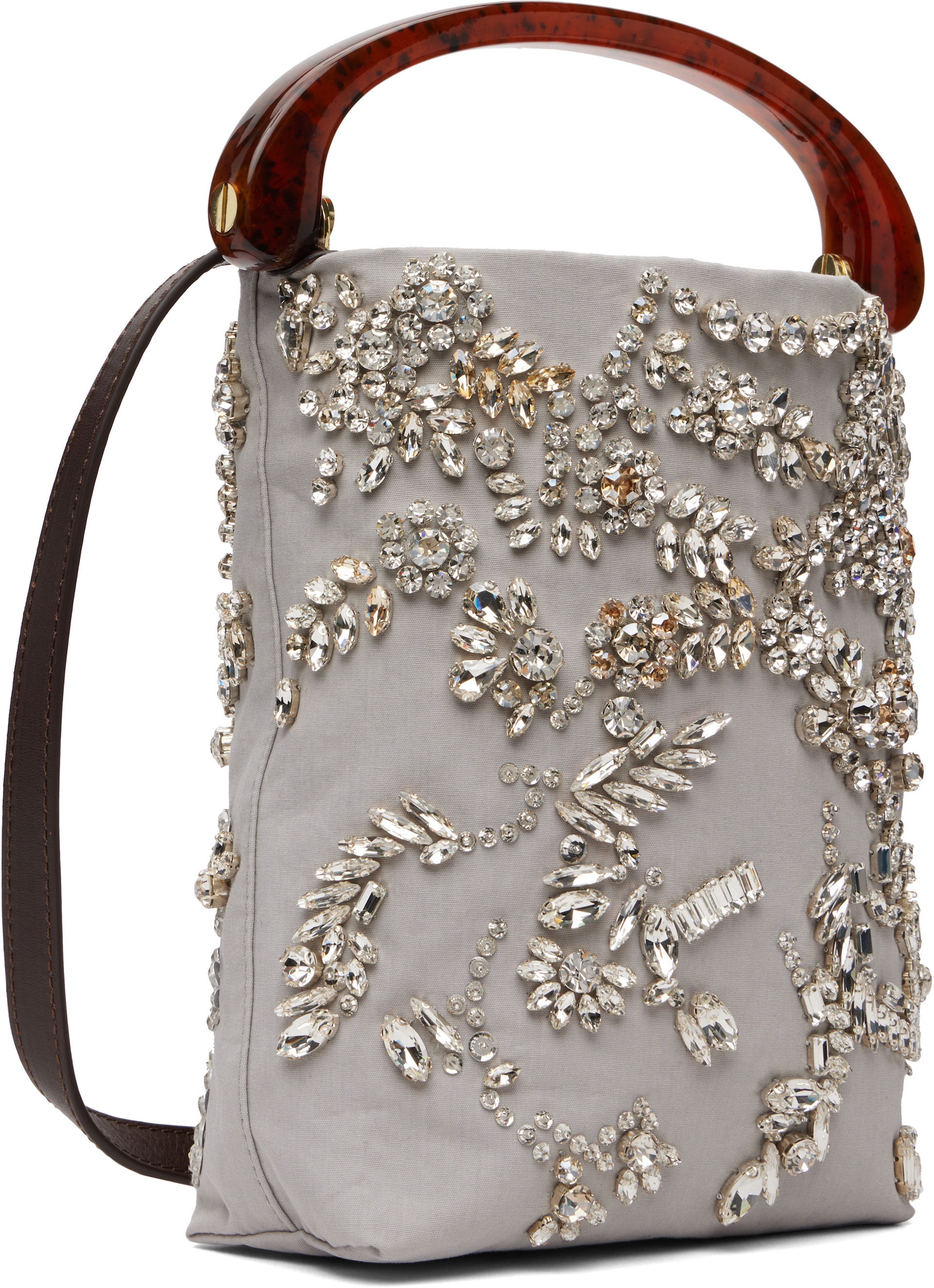 Dries Van Noten - Micro sac gris à ornements