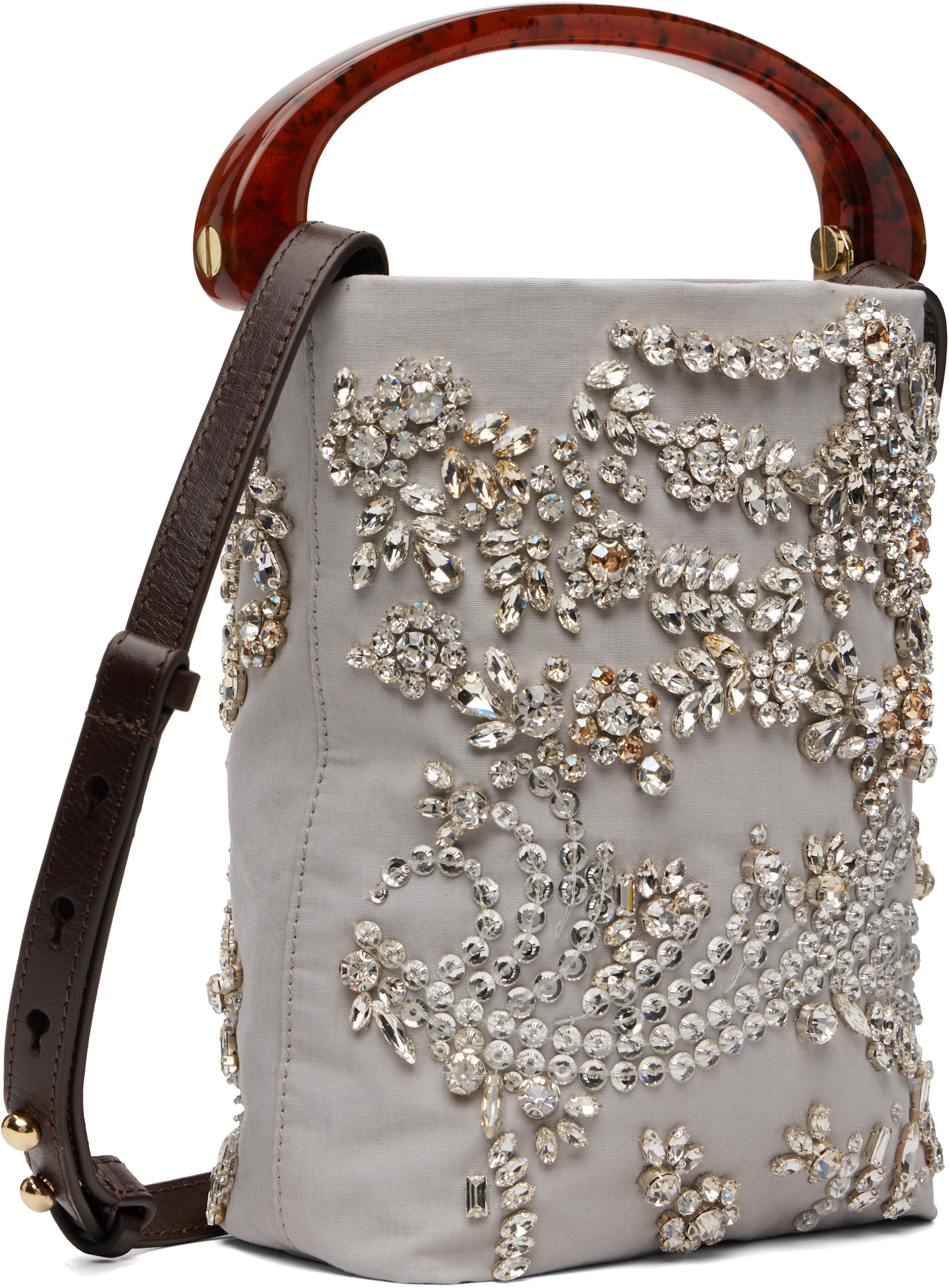 Dries Van Noten - Micro sac gris à ornements
