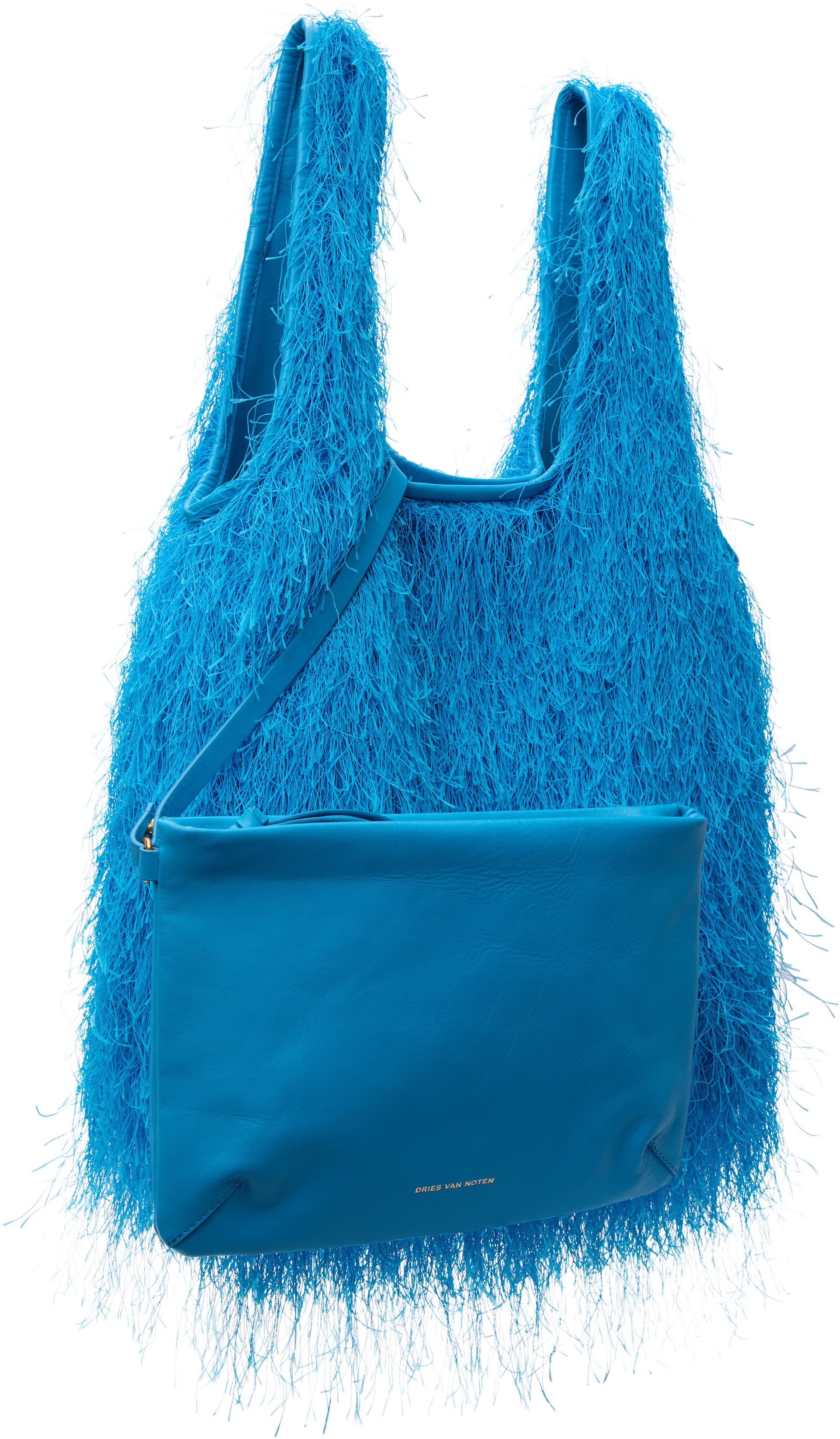 Dries Van Noten - Cabas bleu à franges