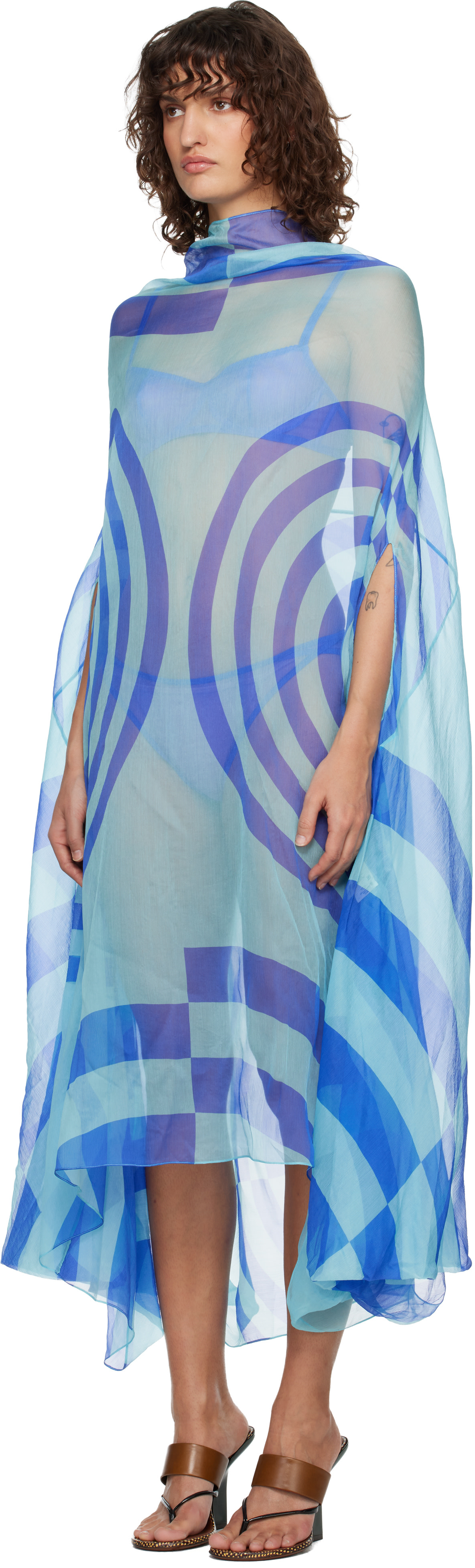 Dries Van Noten - Women - Silk Cape Dress - Blue - M