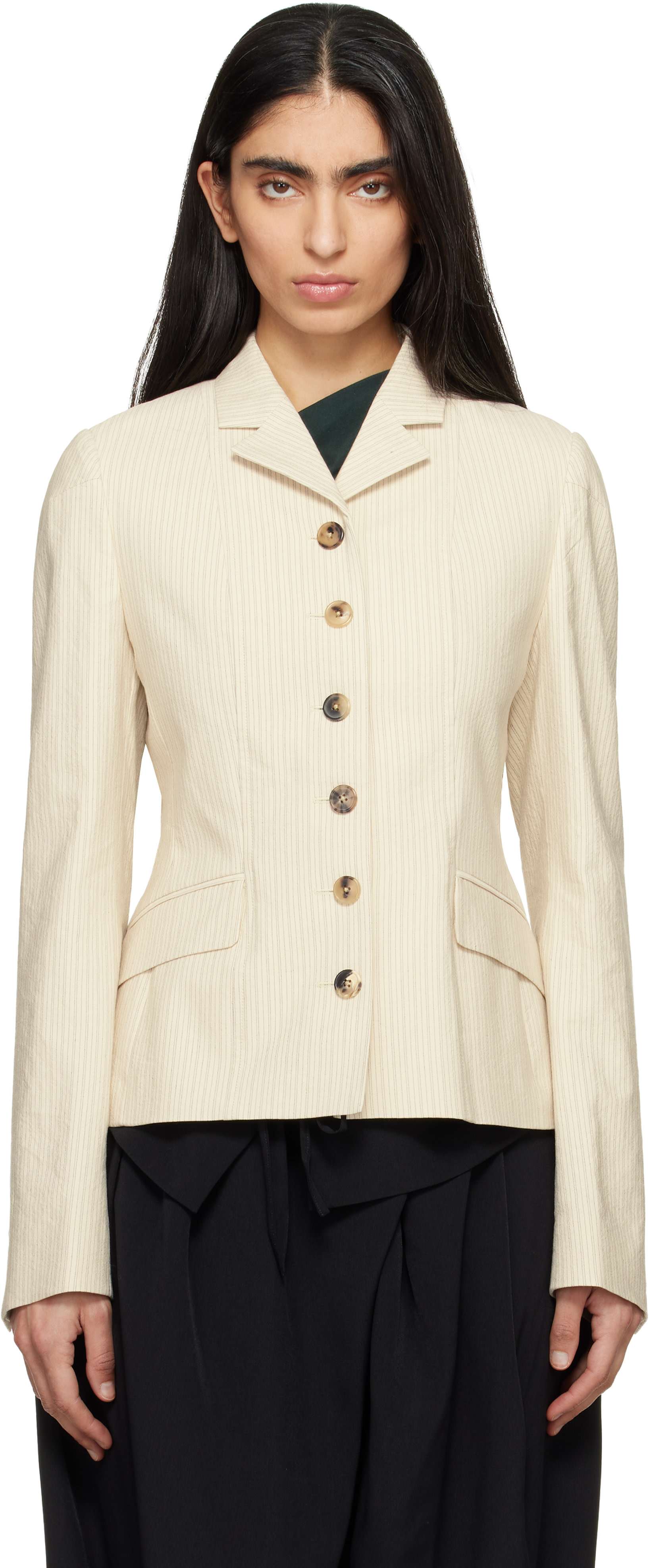 Dries Van Noten - Veston ajusté blanc cassé