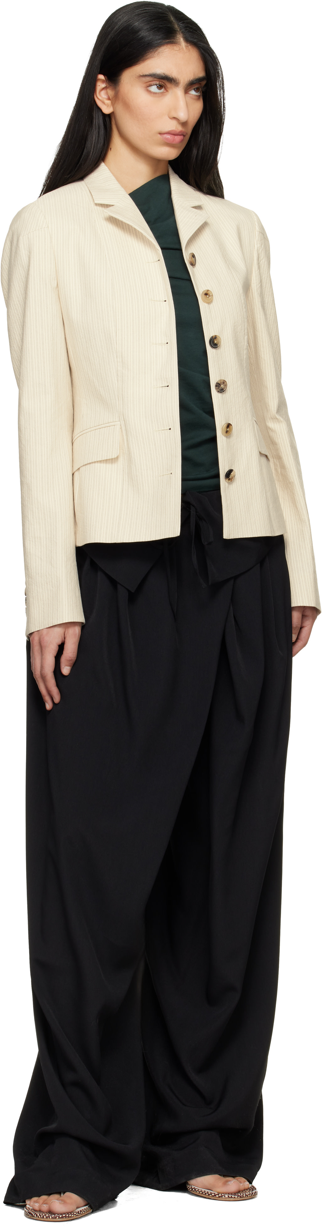 Dries Van Noten - Veston ajusté blanc cassé