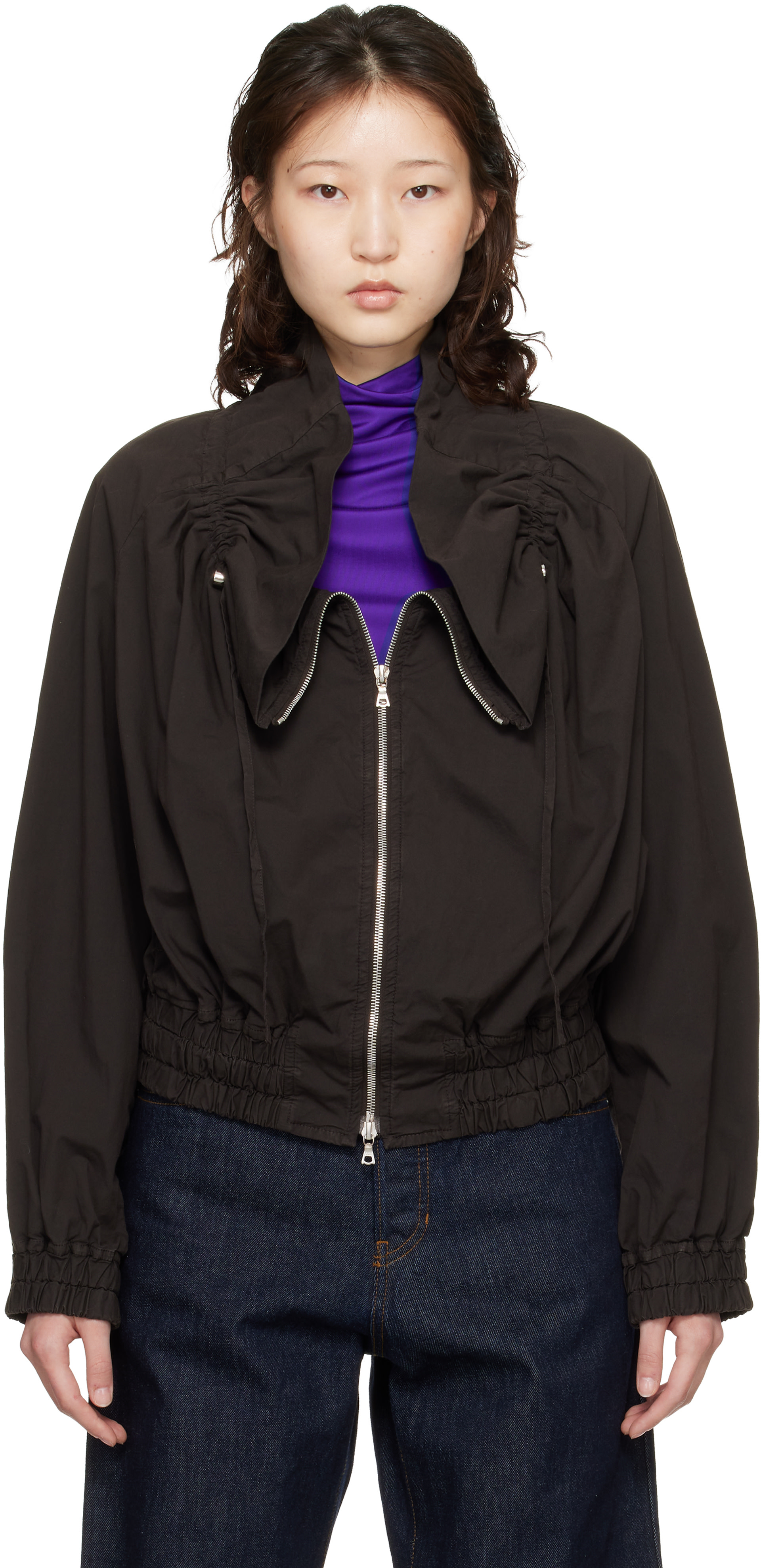 Dries Van Noten: Brown Cocoon Bomber Jacket | SSENSE