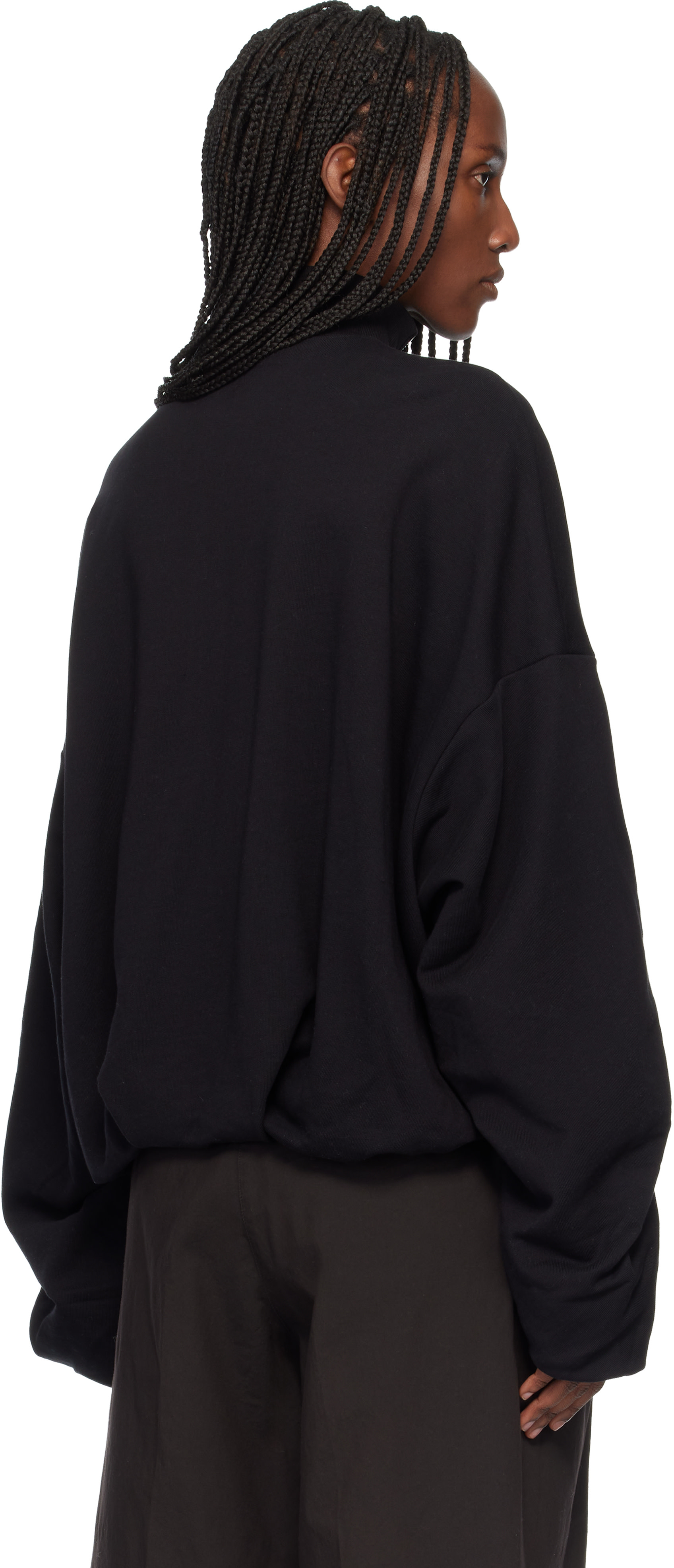 Dries Van Noten: Black Draped Jersey Sweatshirt | SSENSE