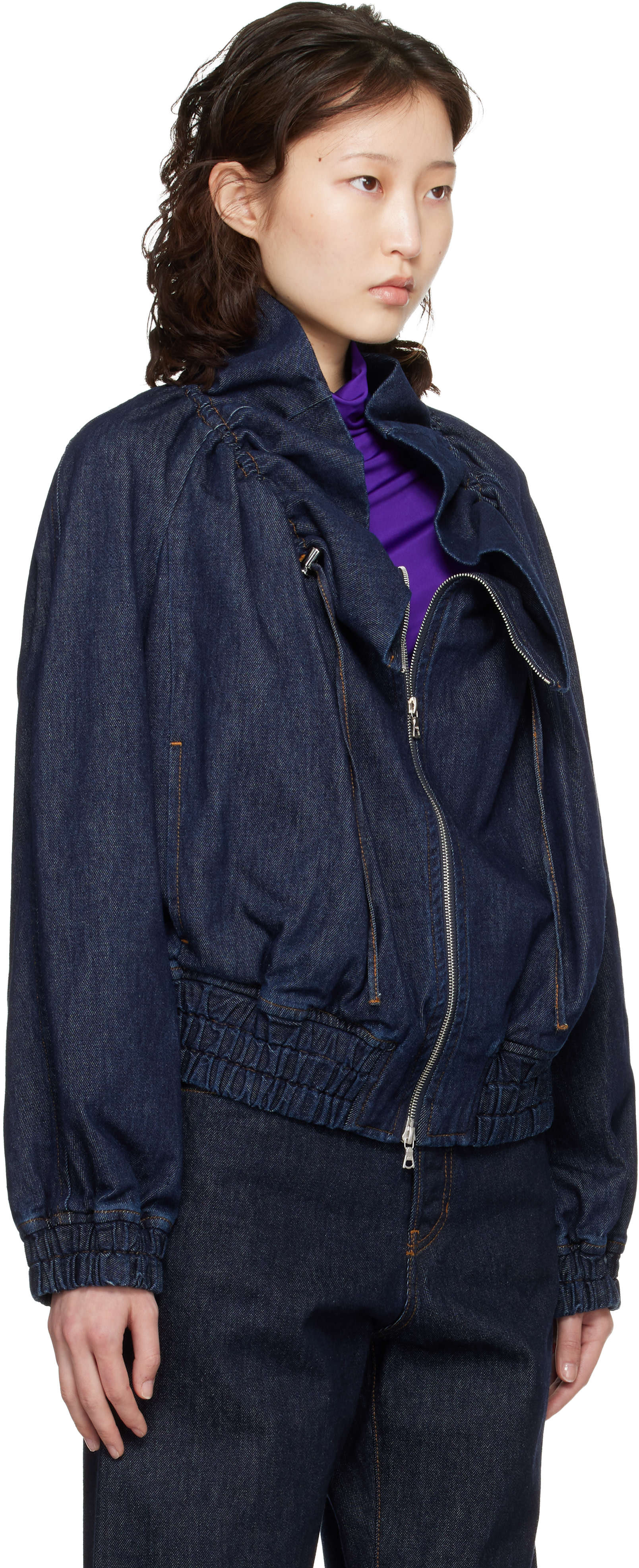 Dries Van Noten: Blue Cocoon Denim Jacket | SSENSE