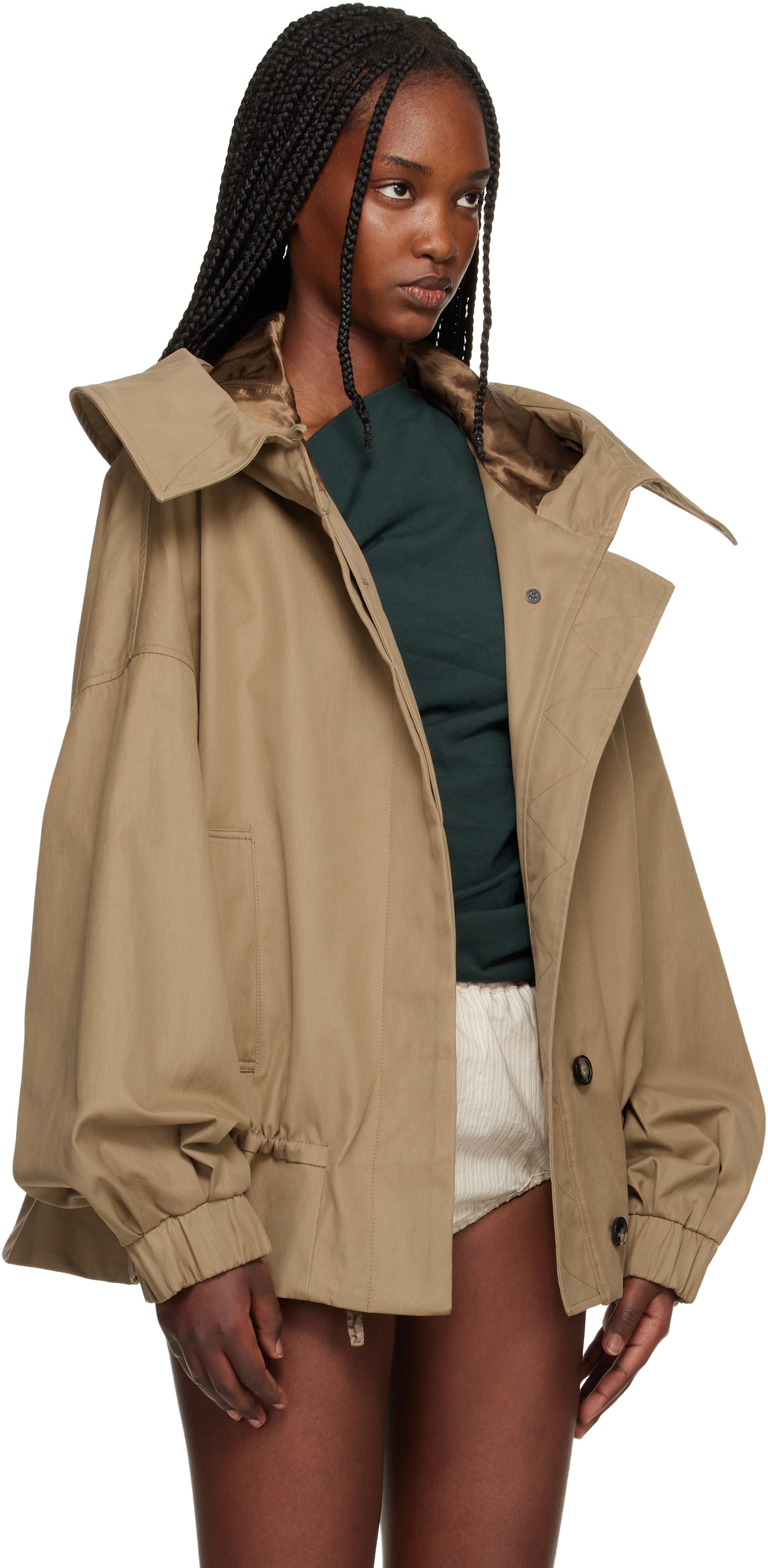 Dries Van Noten - Blouson beige à capuche