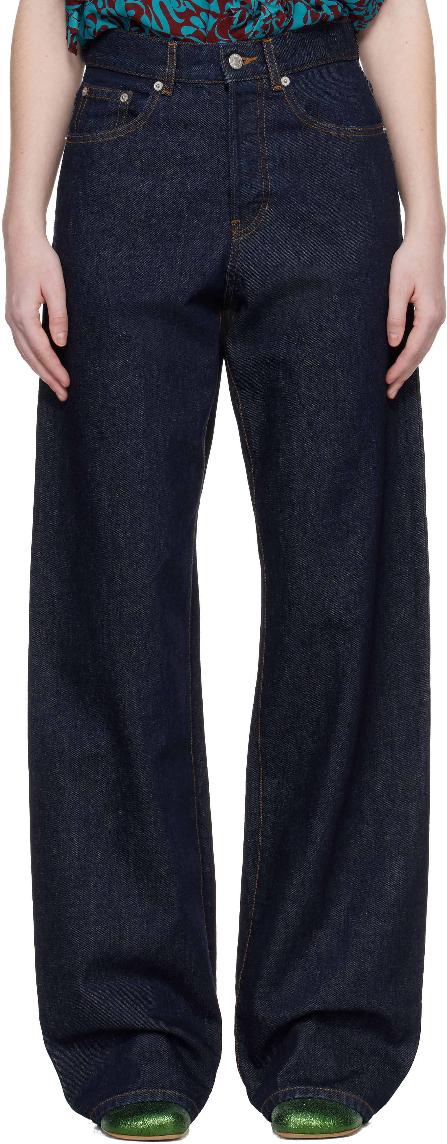 DRIES VAN NOTEN デニム サイズ32 Dries Van Noten: Navy Straight Leg Jeans | SSENSE