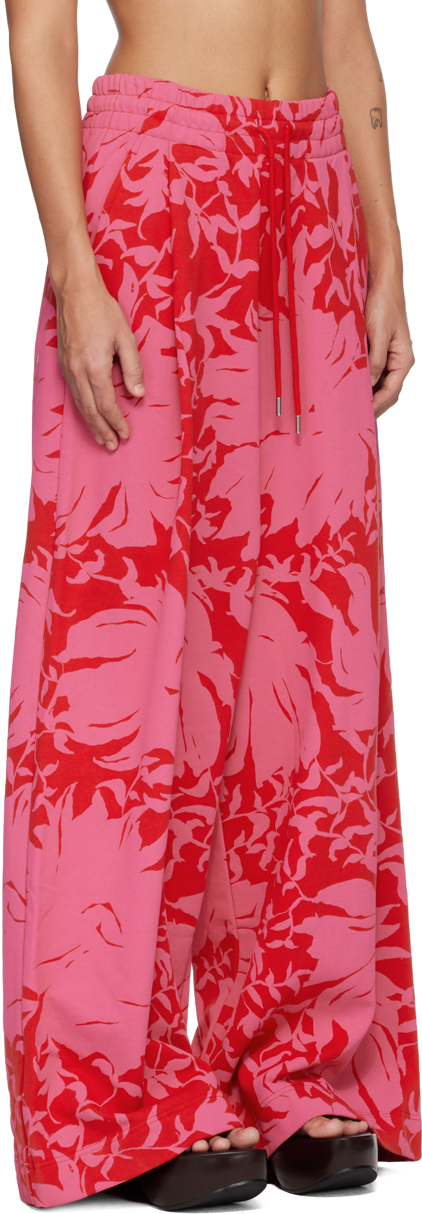 Dries Van Noten: Red & Pink Loose Sweatpants | SSENSE