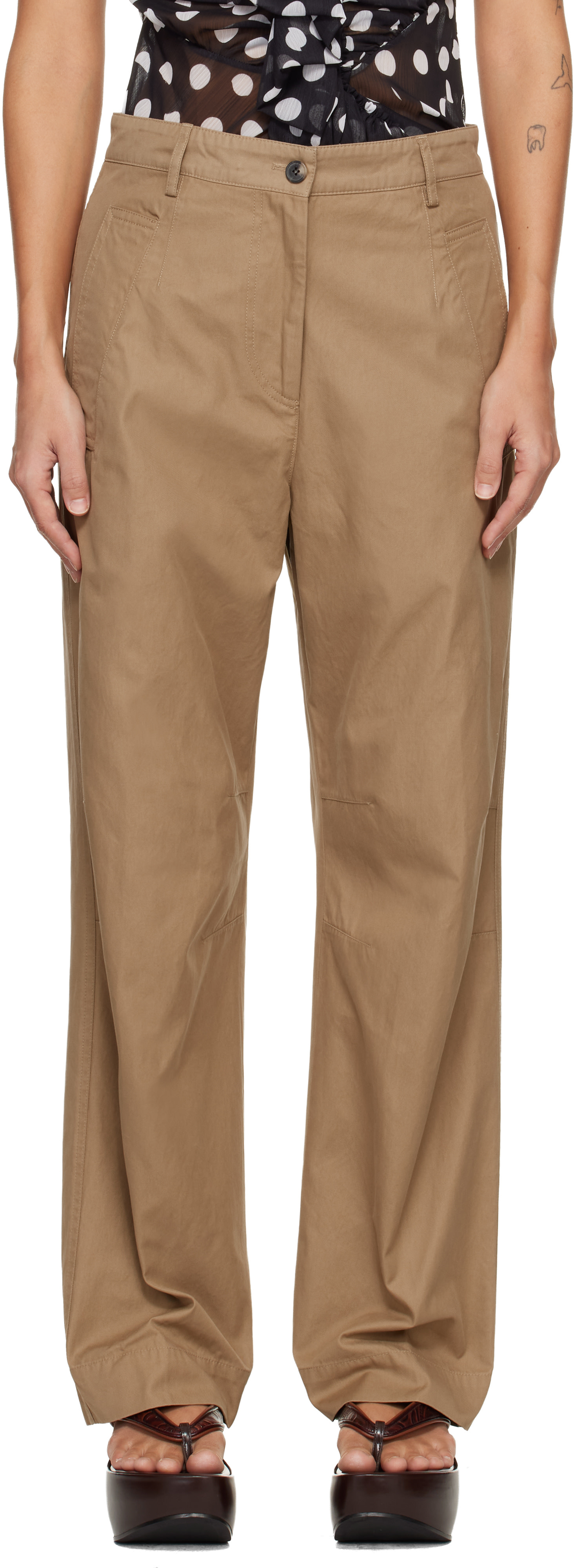 Dries Van Noten: Brown Loose Fit Workwear Trousers | SSENSE Canada
