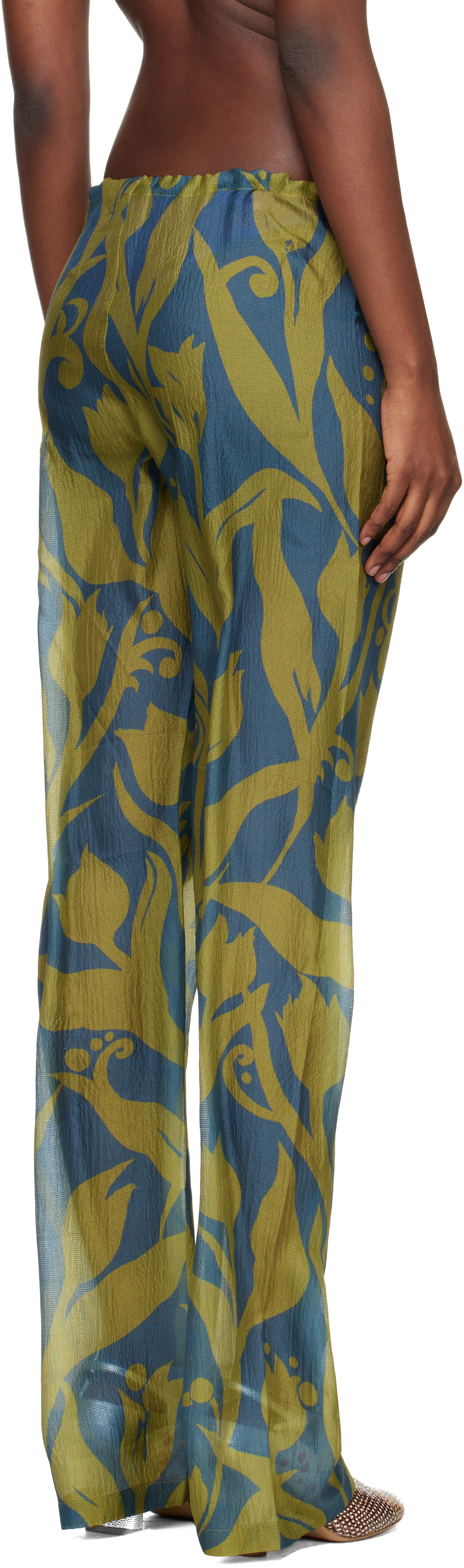 Dries Van Noten - Pantalon bleu et vert