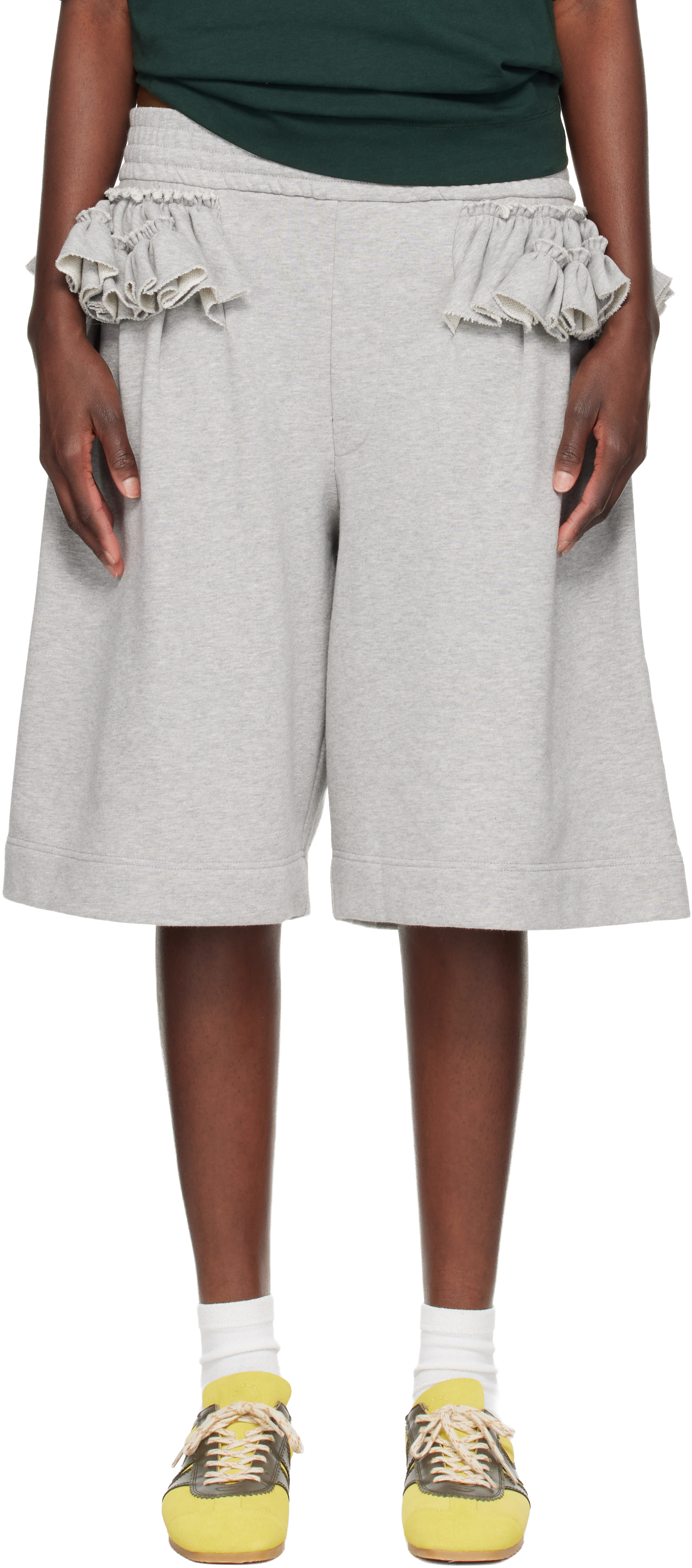 Dries Van Noten - Short décontracté gris à volants