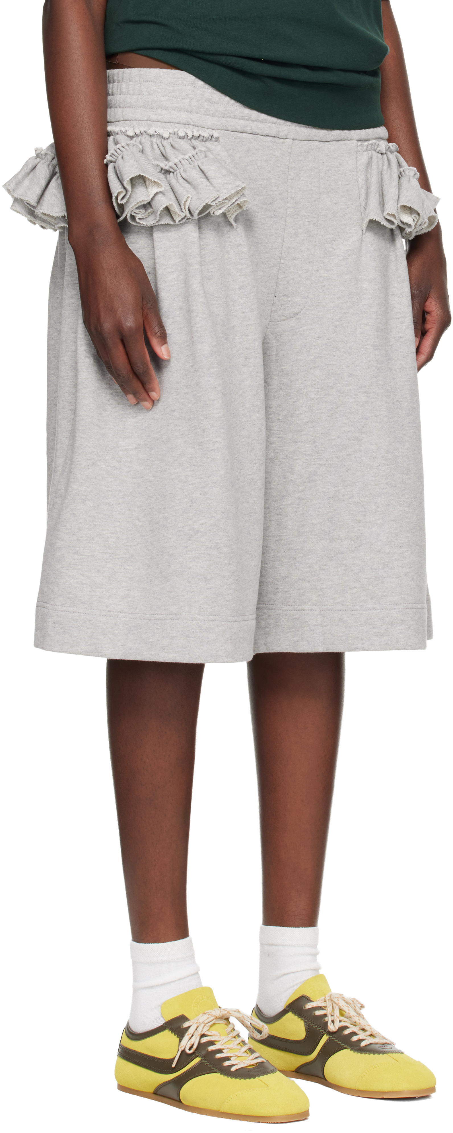 Dries Van Noten - Short décontracté gris à volants