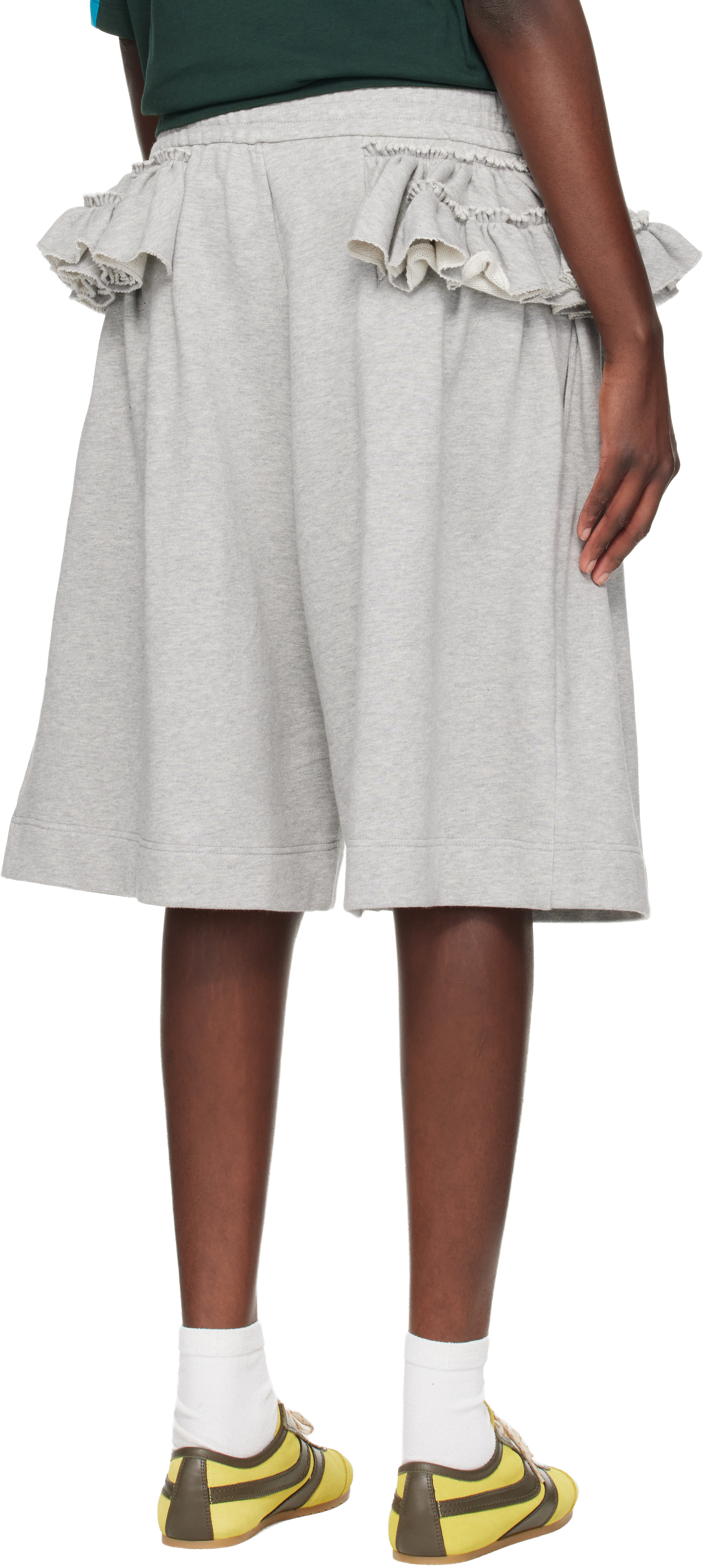 Dries Van Noten - Short décontracté gris à volants
