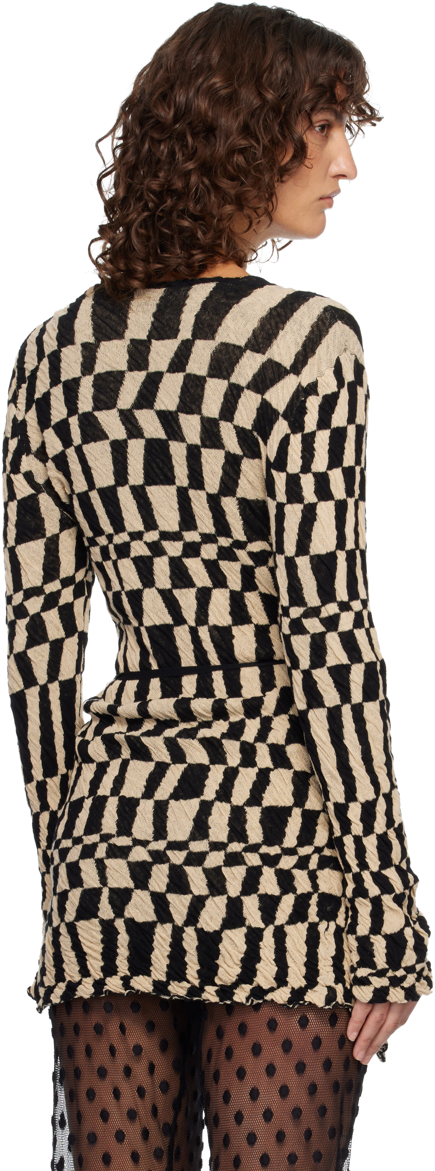 Dries Van Noten: Black & Off-White Jacquard Cardigan | SSENSE