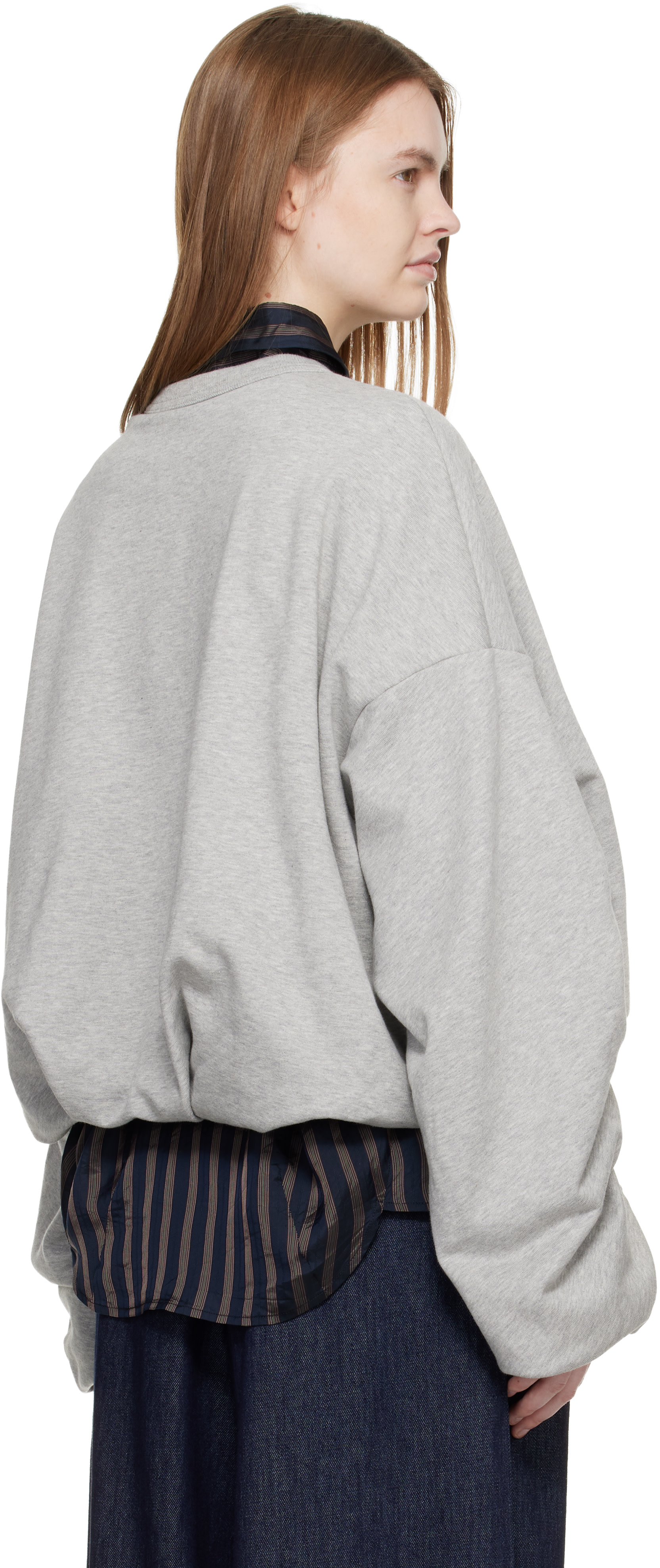 Dries Van Noten: Gray Draped Sweatshirt | SSENSE Dries Van Noten: Gray Draped Sweatshirt | SSENSE
