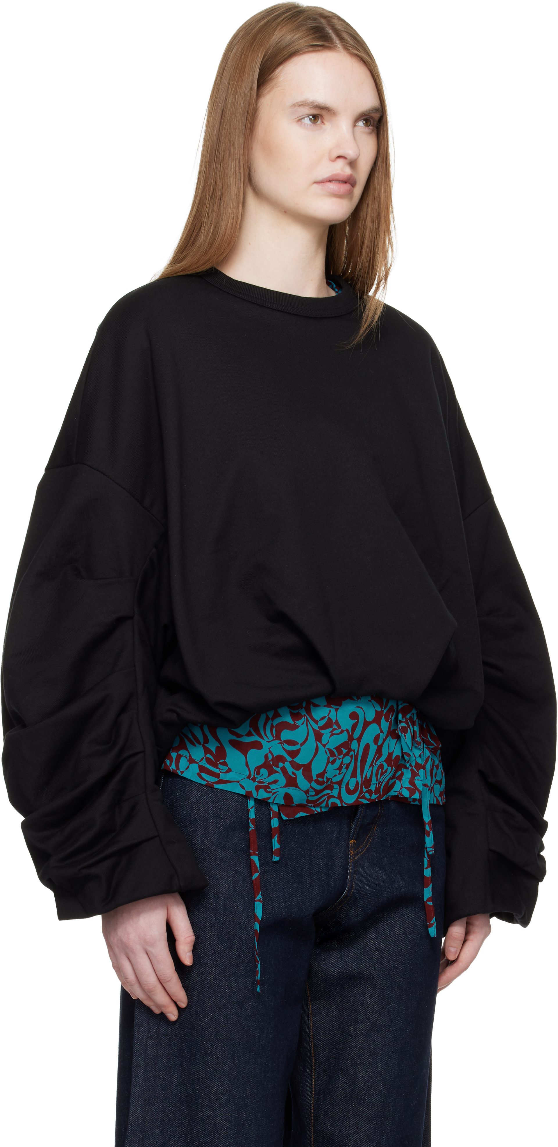 Dries Van Noten トップス Dries Van Noten: Black Draped Sweatshirt | SSENSE