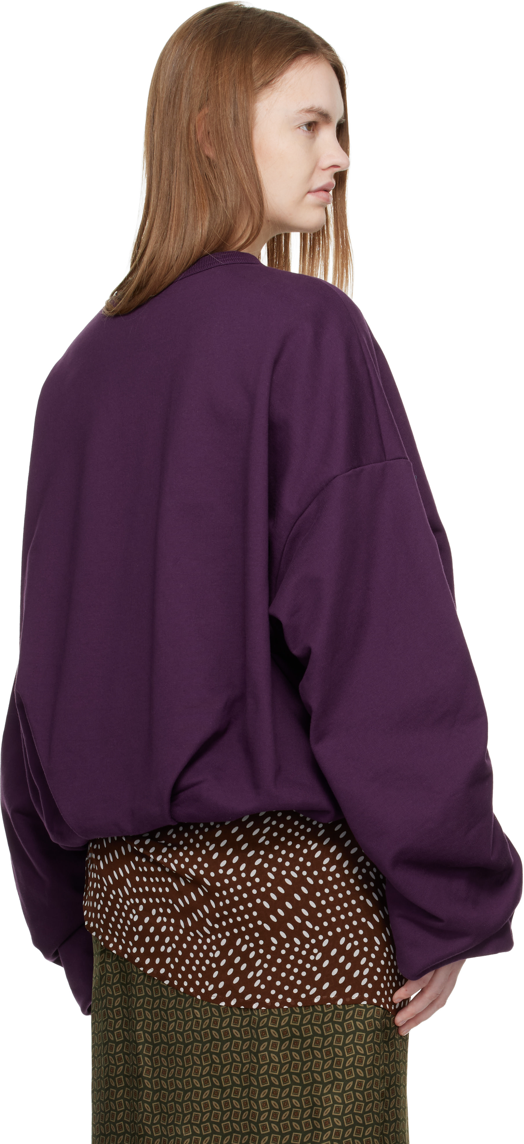 Dries Van Noten - Pull molletonné drapé mauve