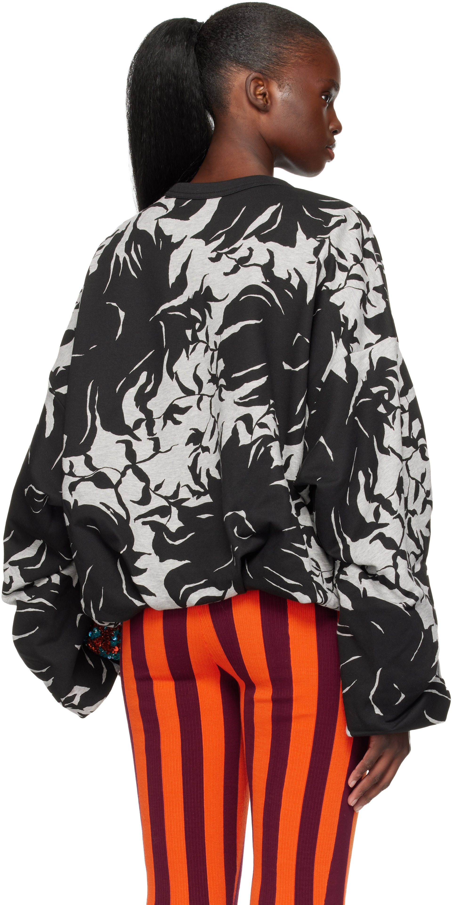 Dries Van Noten - Pull molletonné drapé gris et noir