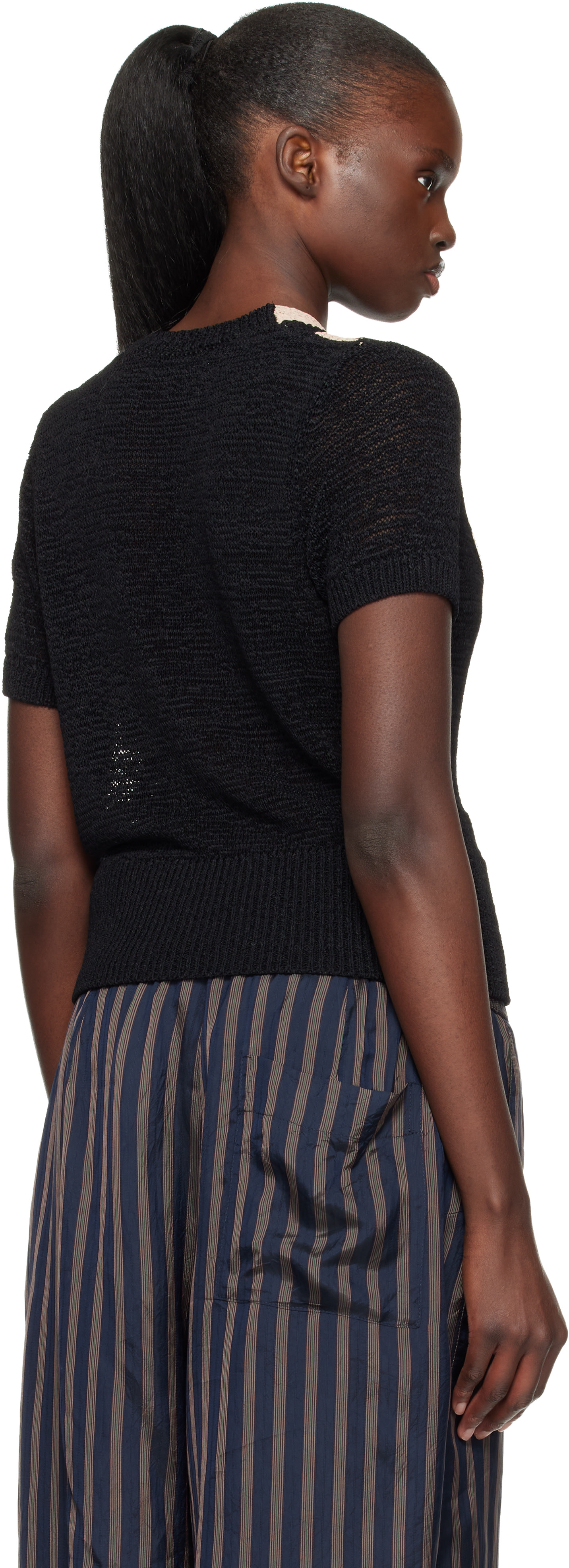 DRES VAN NOTEN Vネックニット M Dries Van Noten: Black V-Neck Knit Sweater | SSENSE