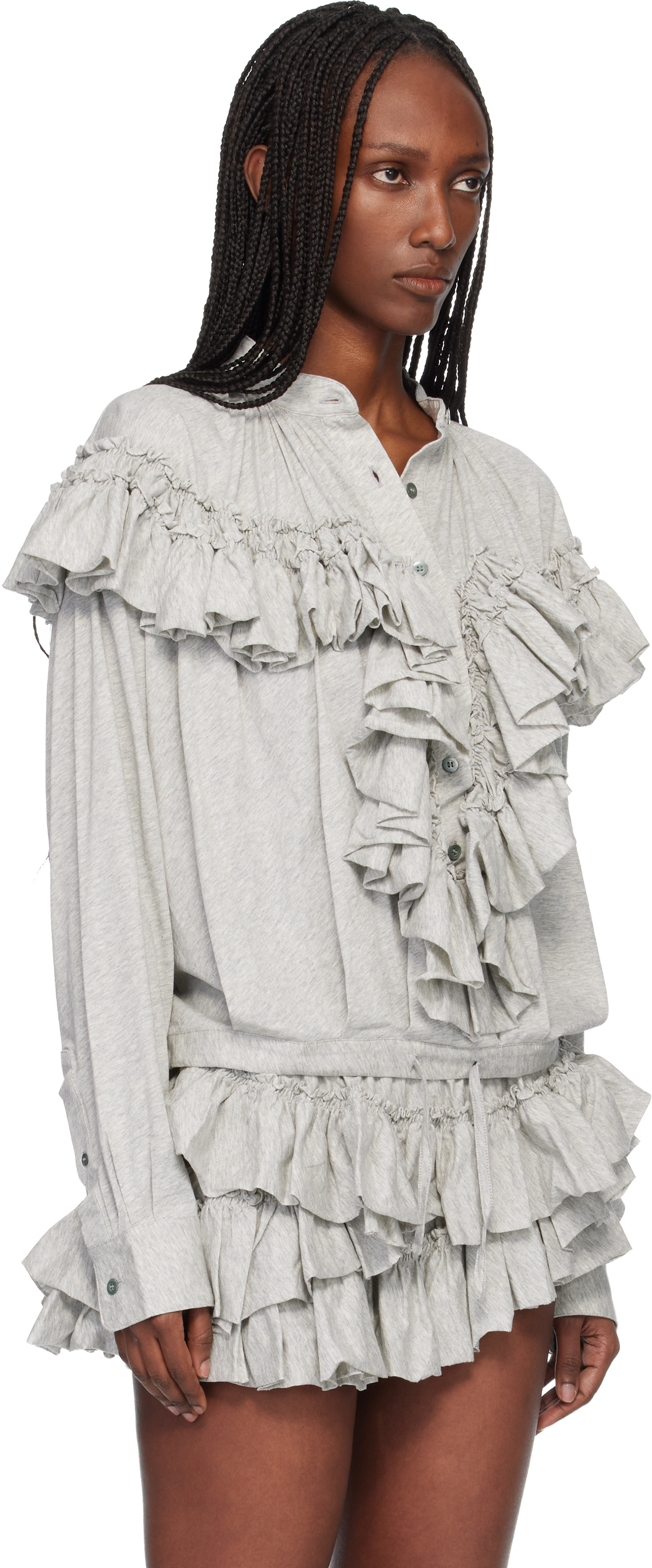 dries van noten グレー ウエストバッグ Dries Van Noten: Gray Blouse | SSENSE