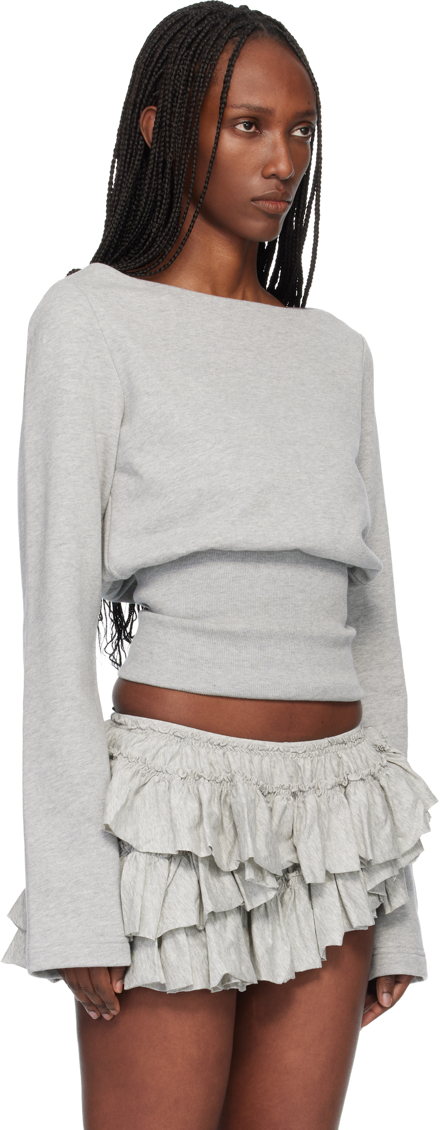Dries Van Noten: Gray Boat Neck T-shirt | SSENSE