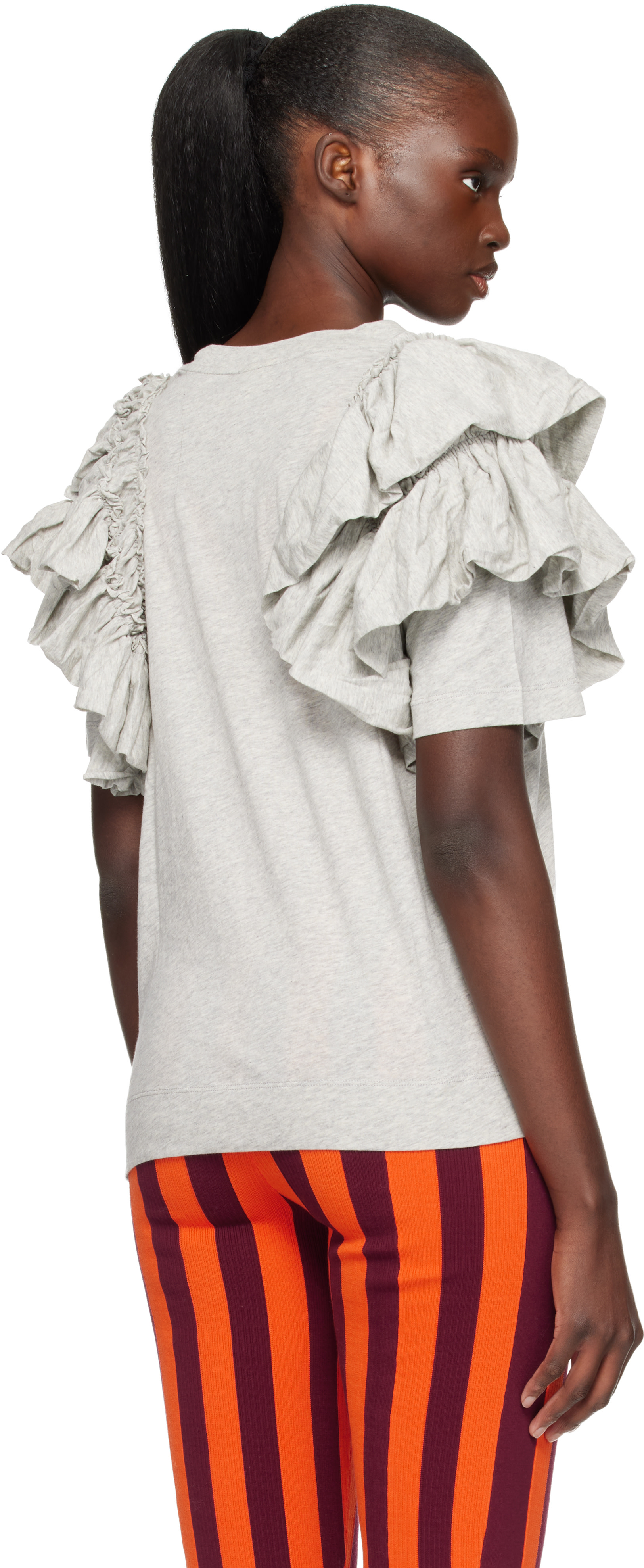 Dries Van Noten: Gray Ruffled T-shirt | SSENSE