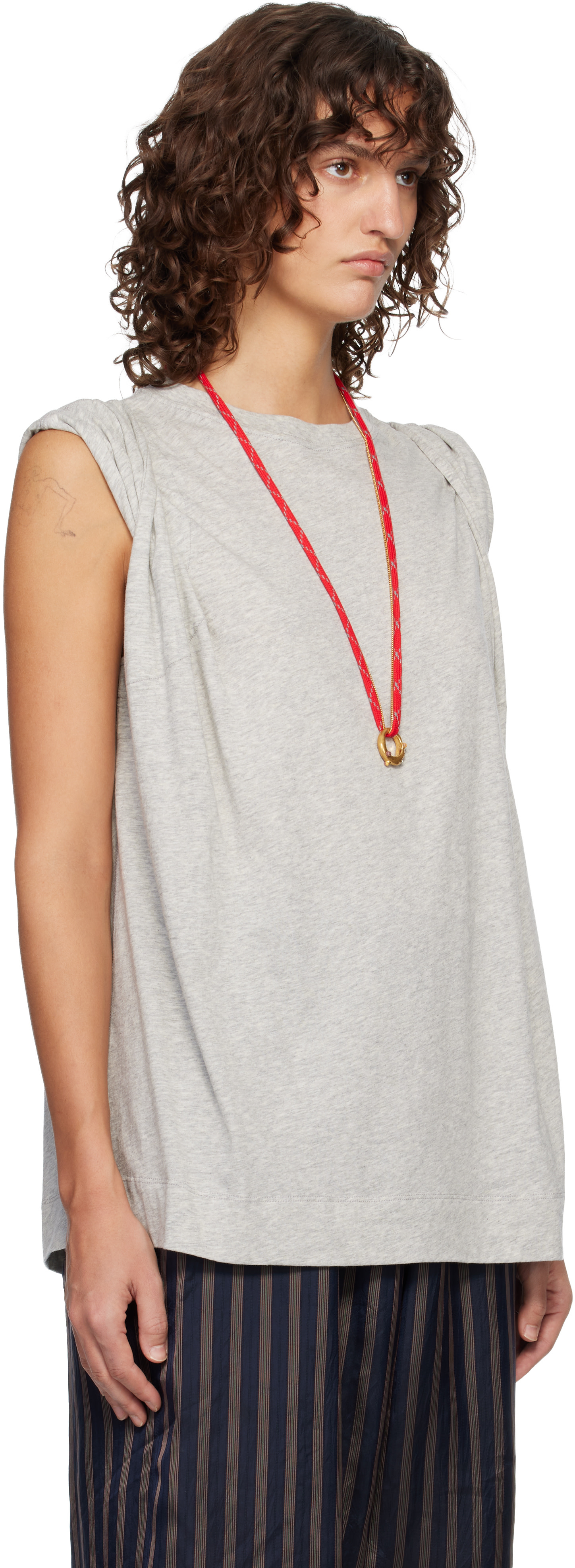 Dries Van Noten: Gray Loose Sleeveless T-shirt | SSENSE