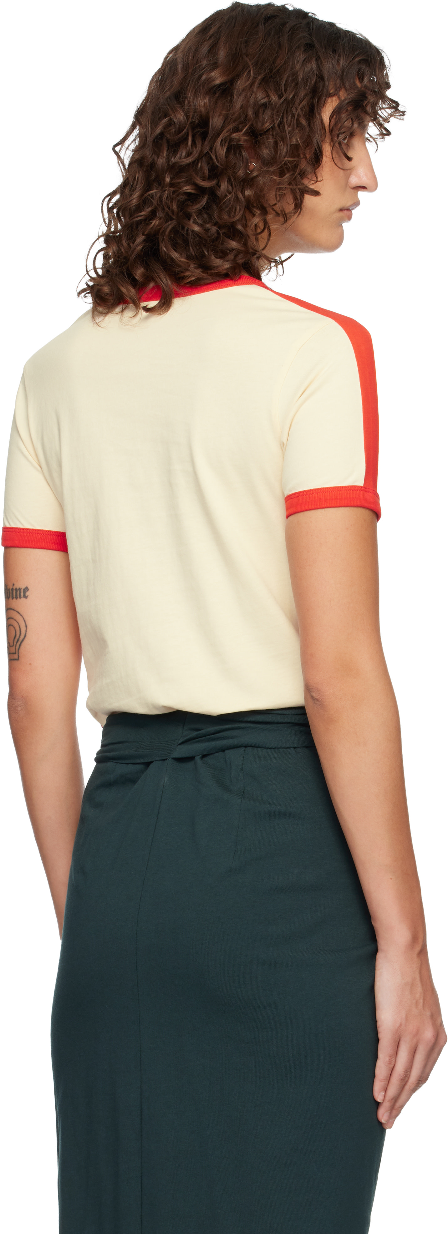 Dries Van Noten: Off-White & Red Fitted Contrast T-shirt | SSENSE