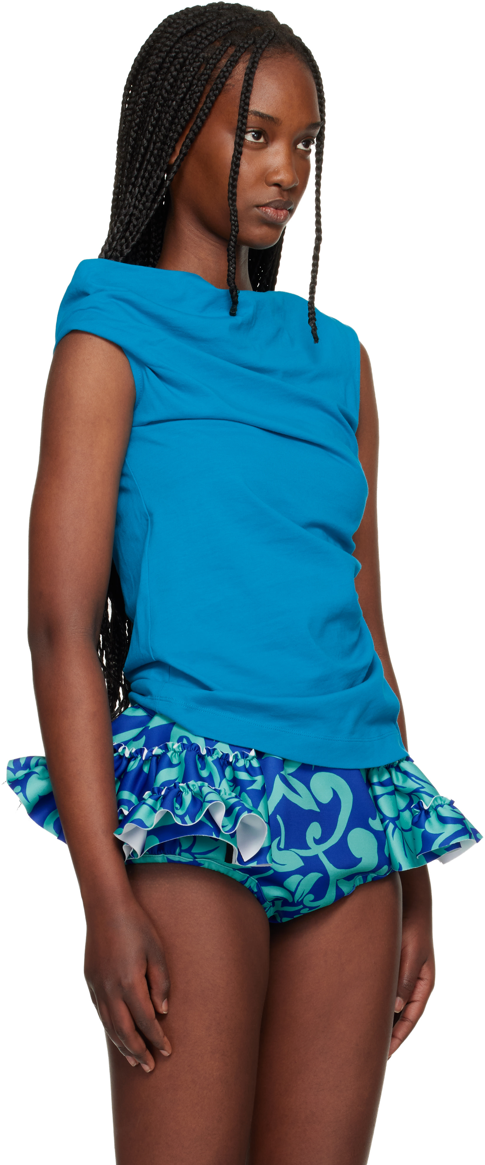 Dries Van Noten: Blue Draped Tank Top | SSENSE