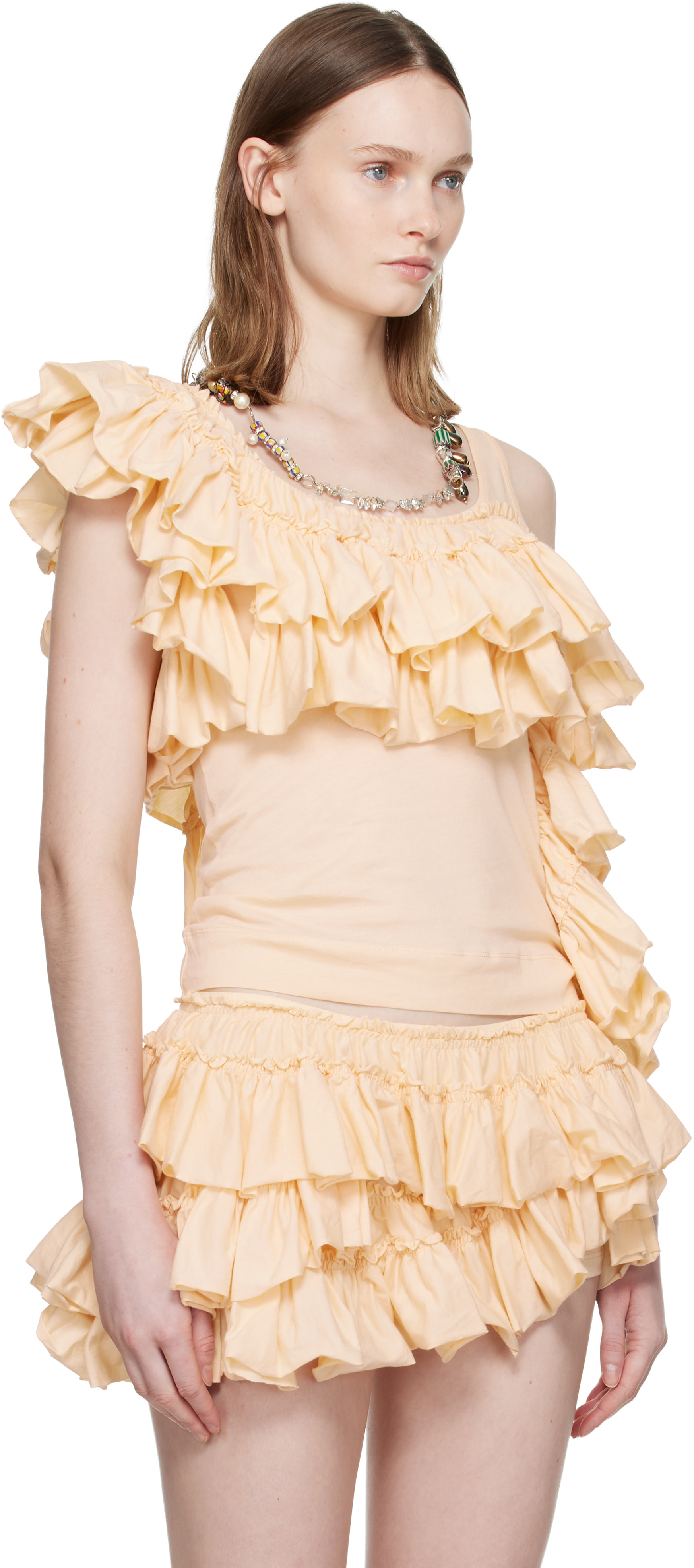 Dries Van Noten - Haut beige à volants