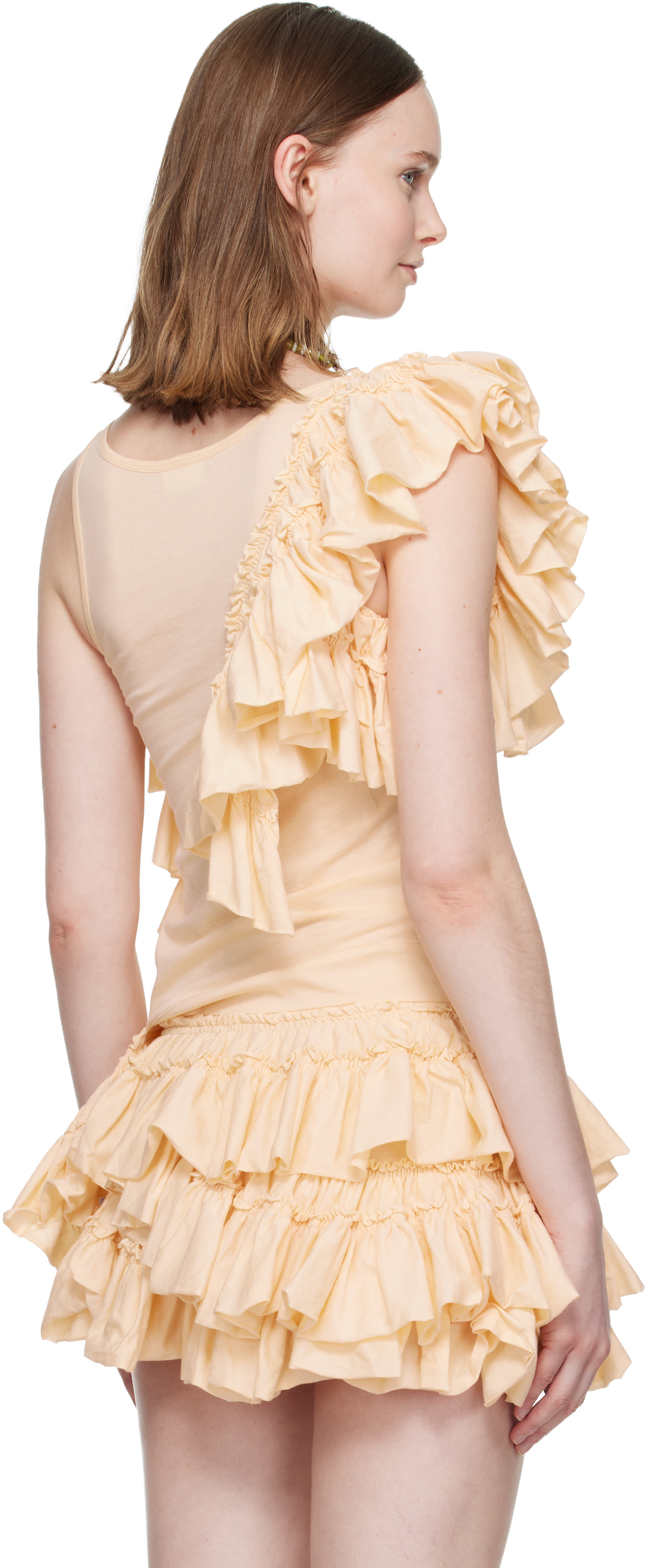 Dries Van Noten - Haut beige à volants