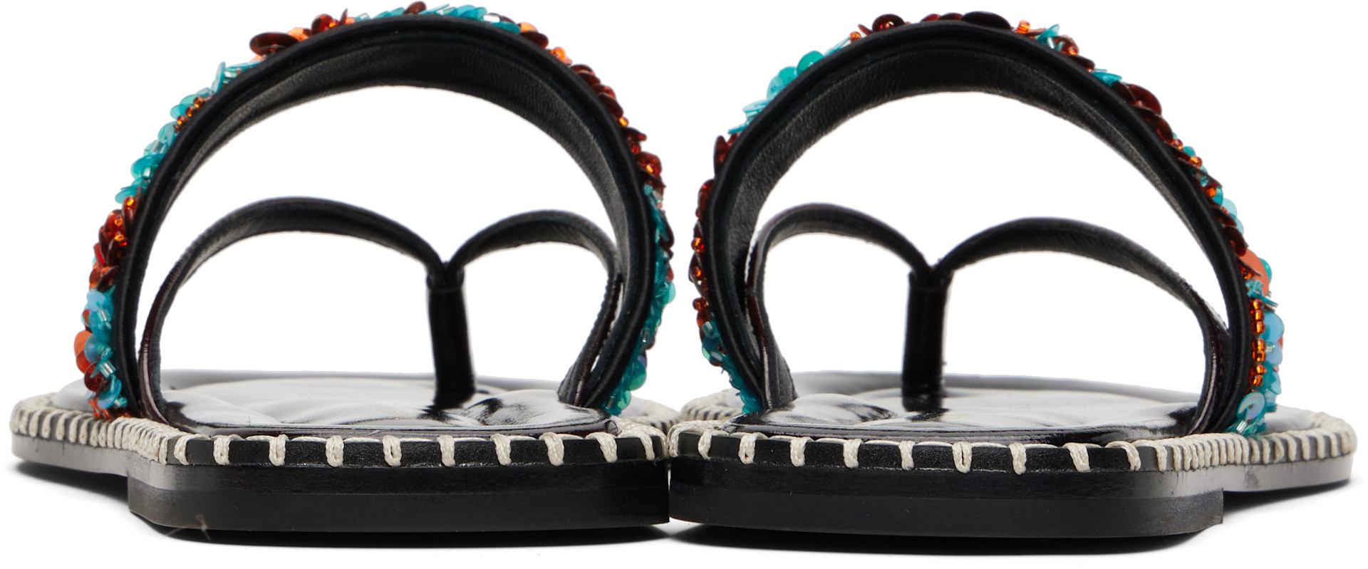 Dries Van Noten: Blue & Orange Embellished Sandals | SSENSE