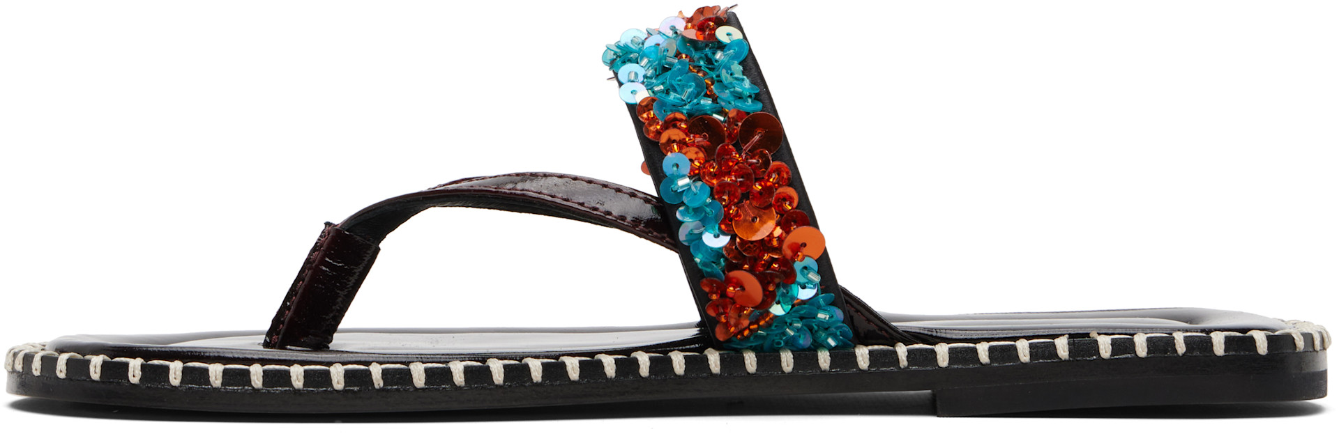 Dries Van Noten: Blue & Orange Embellished Sandals | SSENSE