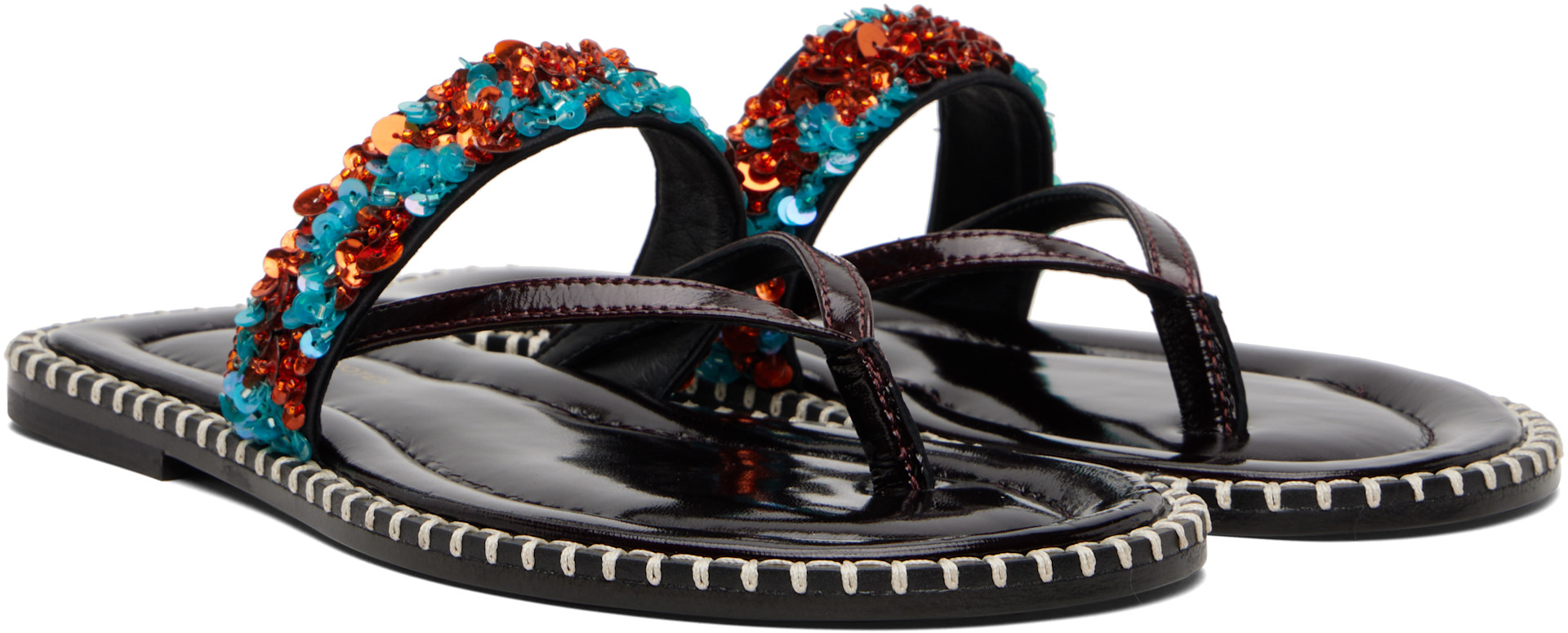 Dries Van Noten: Blue & Orange Embellished Sandals | SSENSE