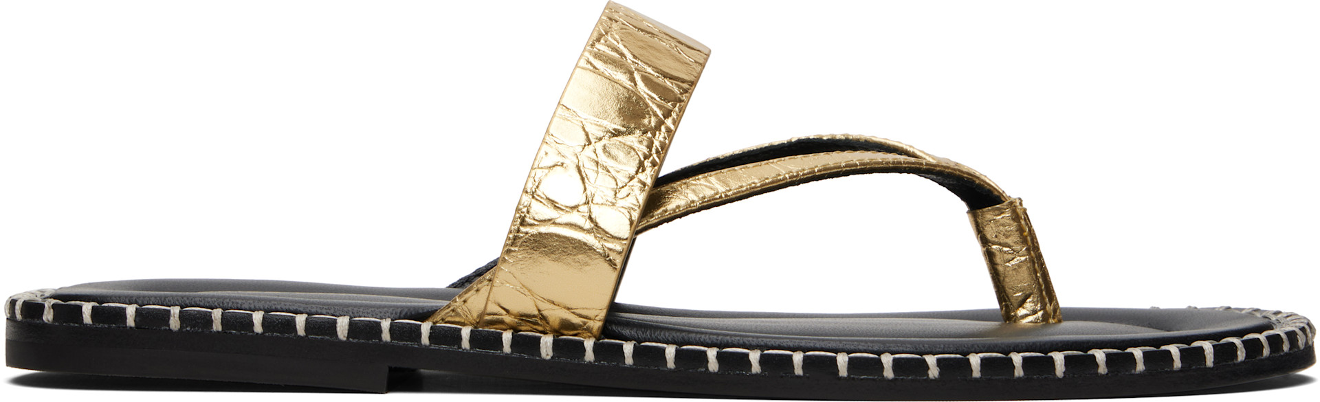 Dries Van Noten - Sandales dorées en cuir