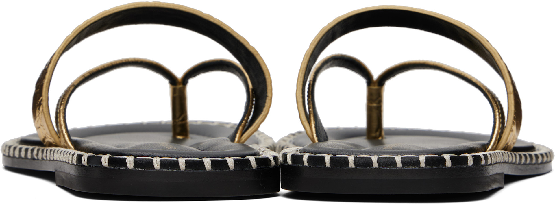 Dries Van Noten - Sandales dorées en cuir