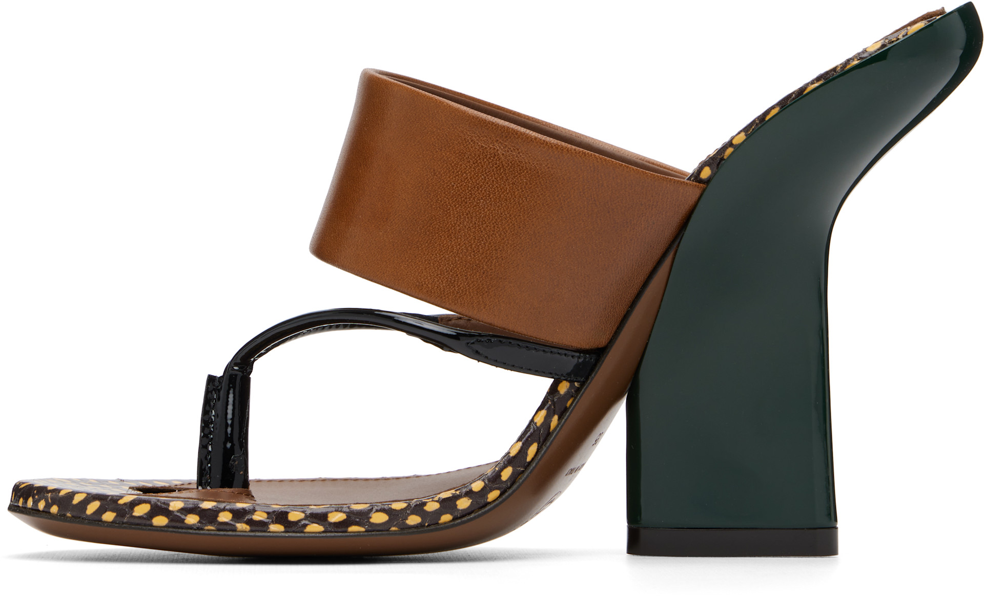 DRIES VAN NOTEN ブラウン ダブルバックルサンダル Dries Van Noten: Brown Leather Heeled Sandals | SSENSE