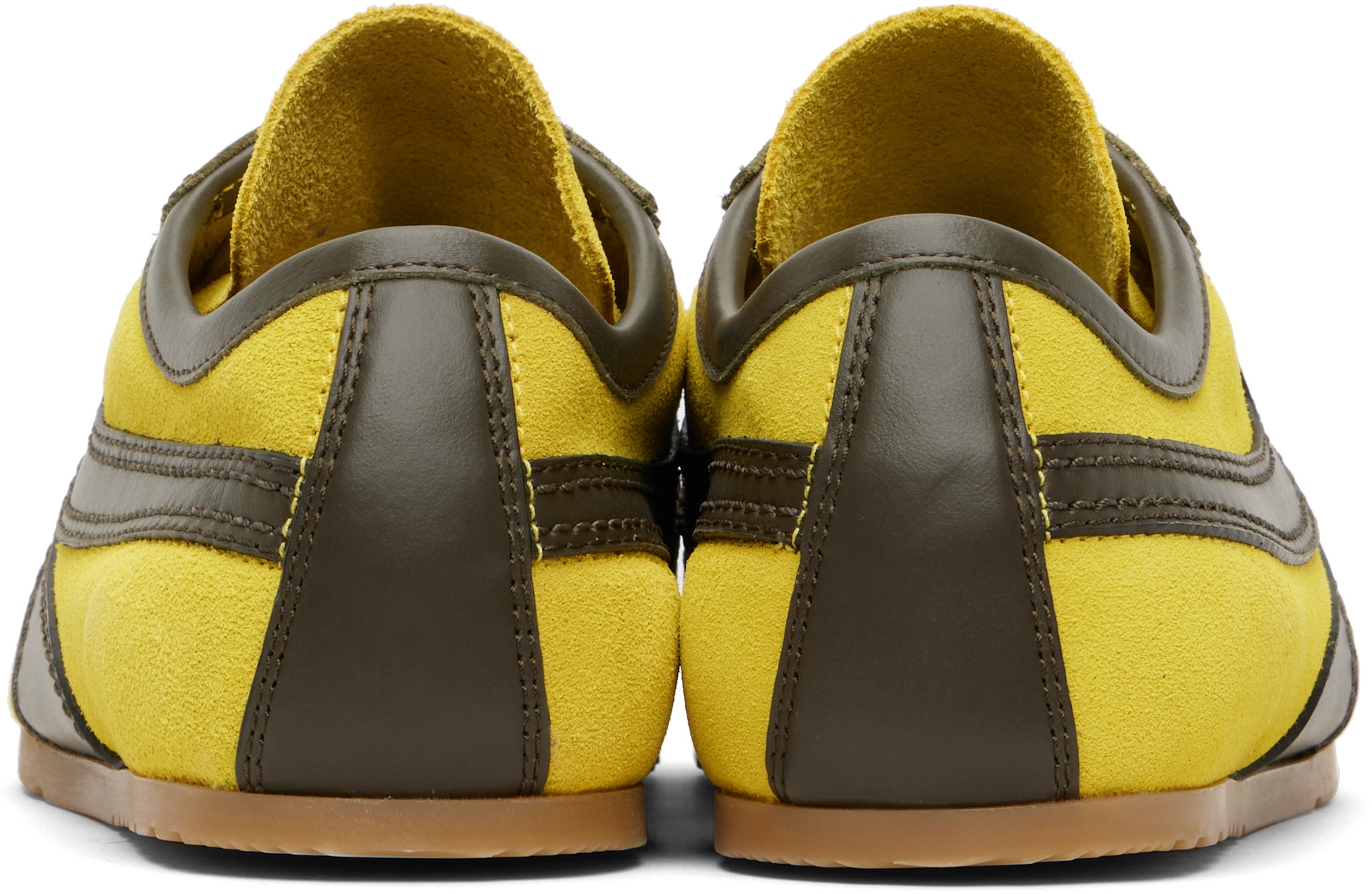 Dries Van Noten: Yellow & Khaki Suede Sneakers | SSENSE