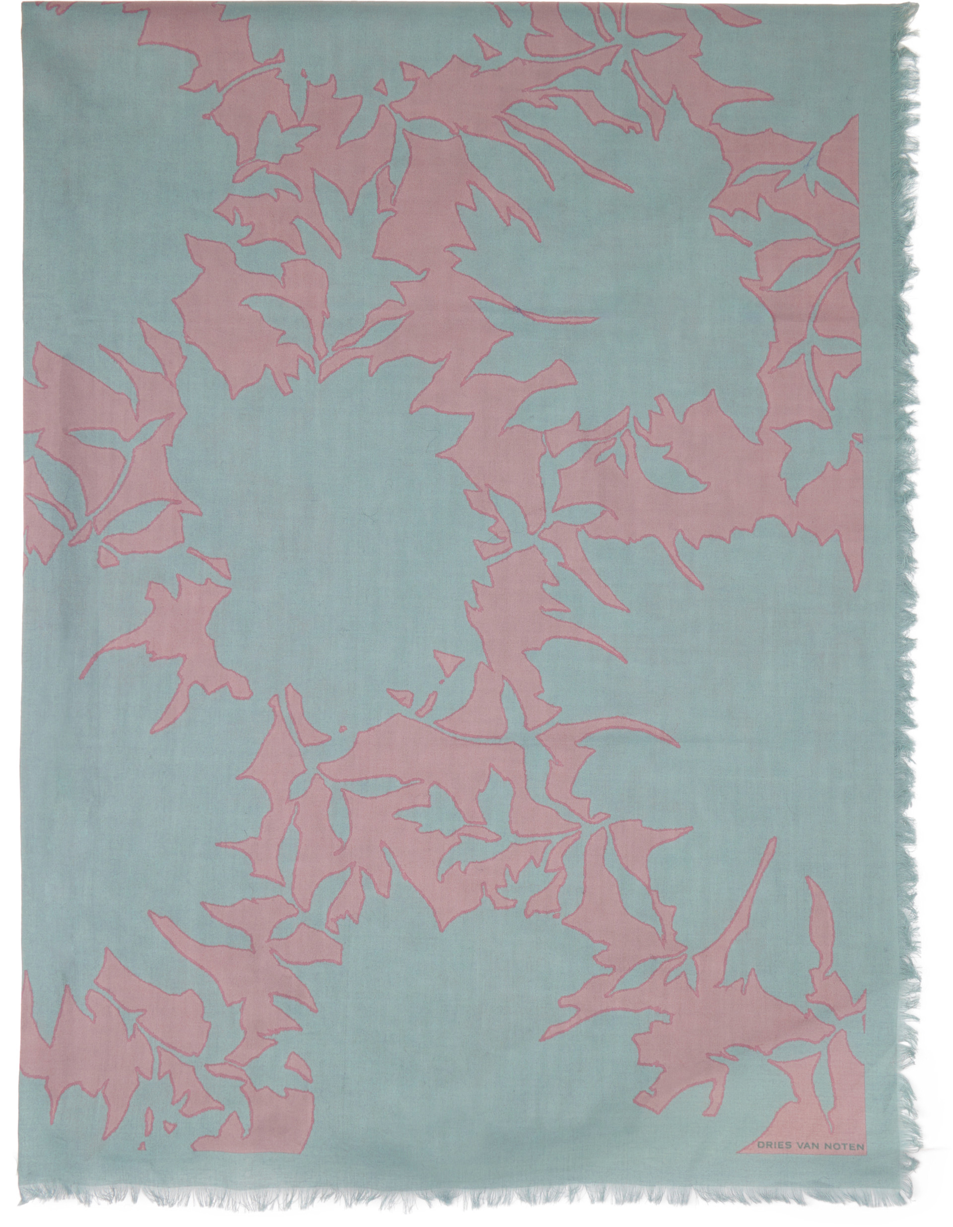 DRIES VAN NOTEN 花柄スカーフ Dries Van Noten: Blue & Pink Floral Scarf | SSENSE