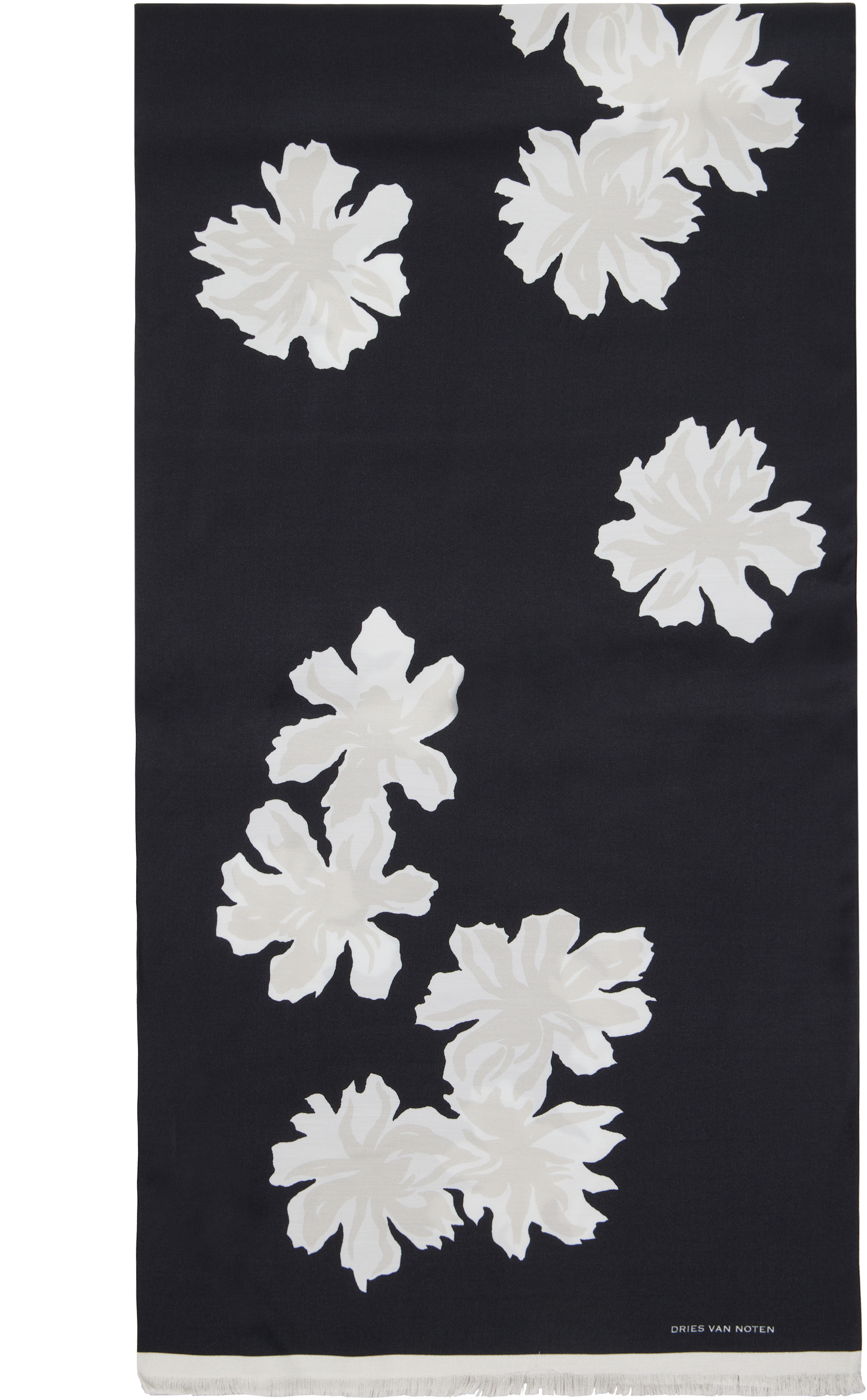 DRIES VAN NOTEN ブラックマフラー Dries Van Noten: Black Floral Scarf | SSENSE