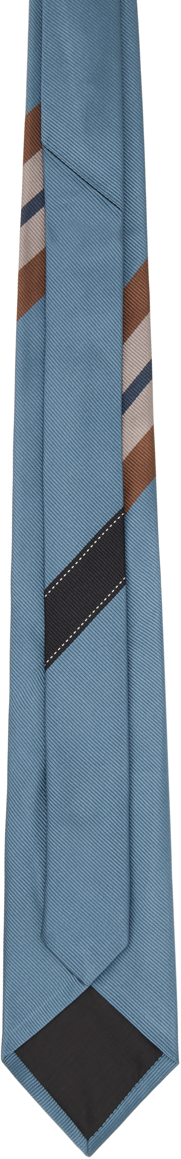 Dries Van Noten: Blue Printed Silk Tie | SSENSE