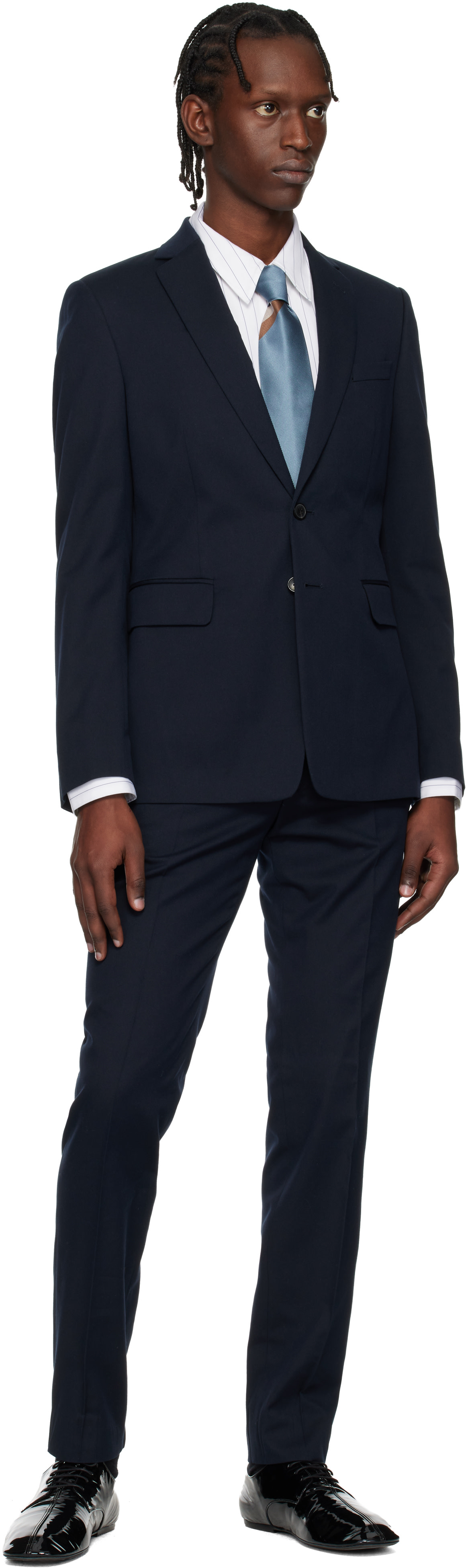 Dries Van Noten: Blue Printed Silk Tie | SSENSE