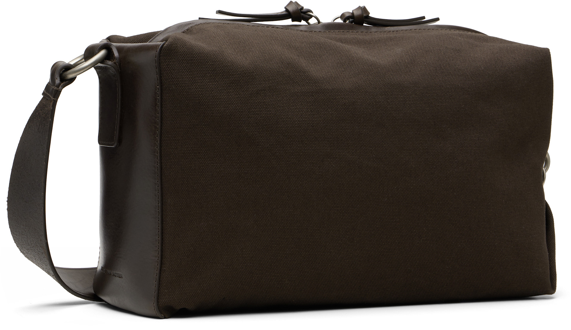 Dries Van Noten: Brown Canvas & Lambskin Bag | SSENSE