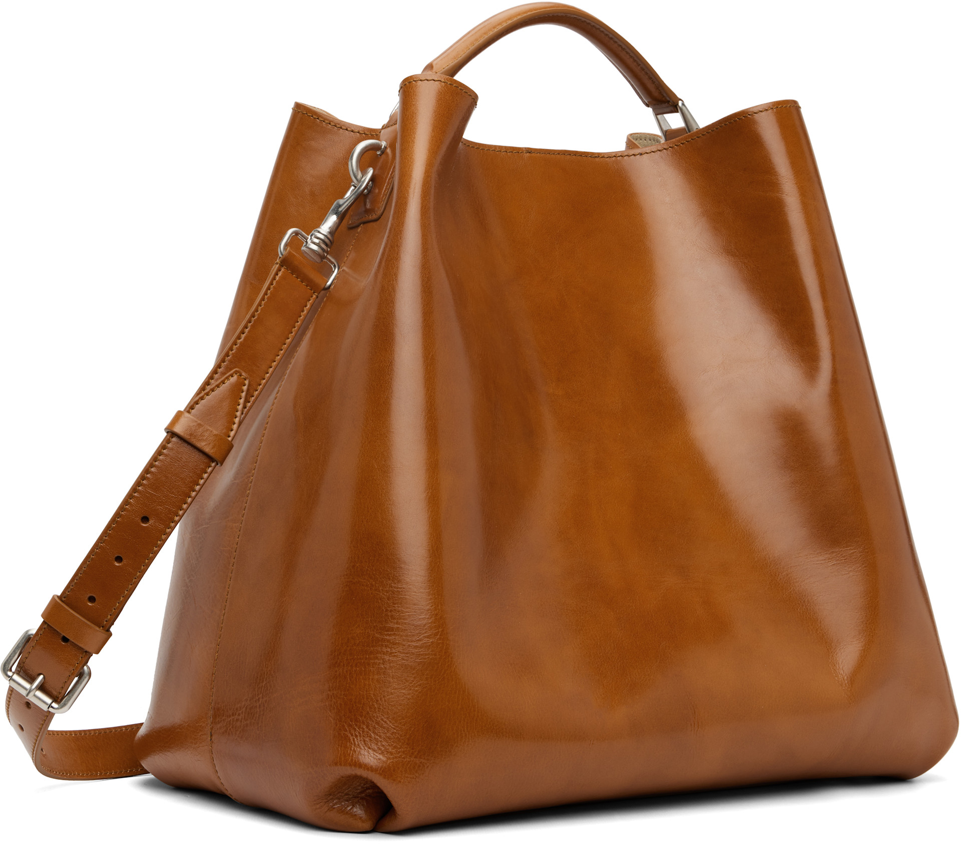 Dries Van Noten: Brown Embossed-Logo Bag | SSENSE