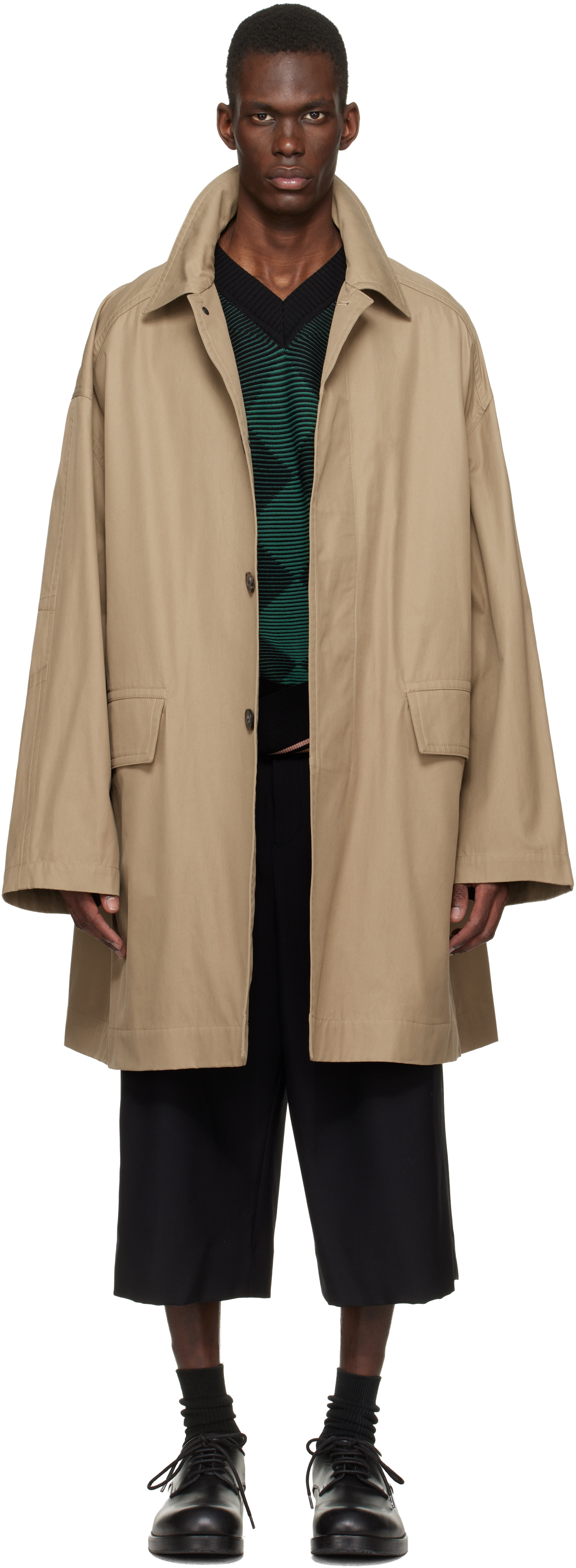 Dries Van Noten: Beige Loose Cotton Mac Coat | SSENSE