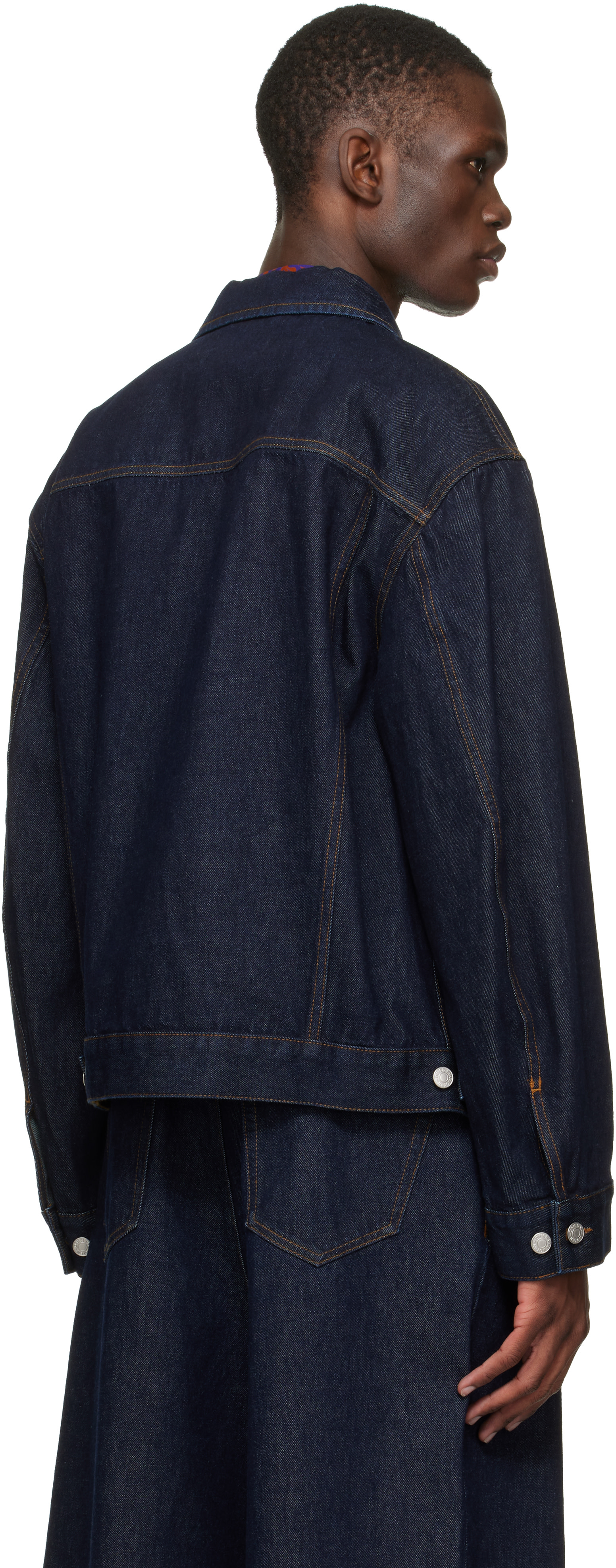 Dries Van Noten: ネイビー フラップポケット デニムジャケット