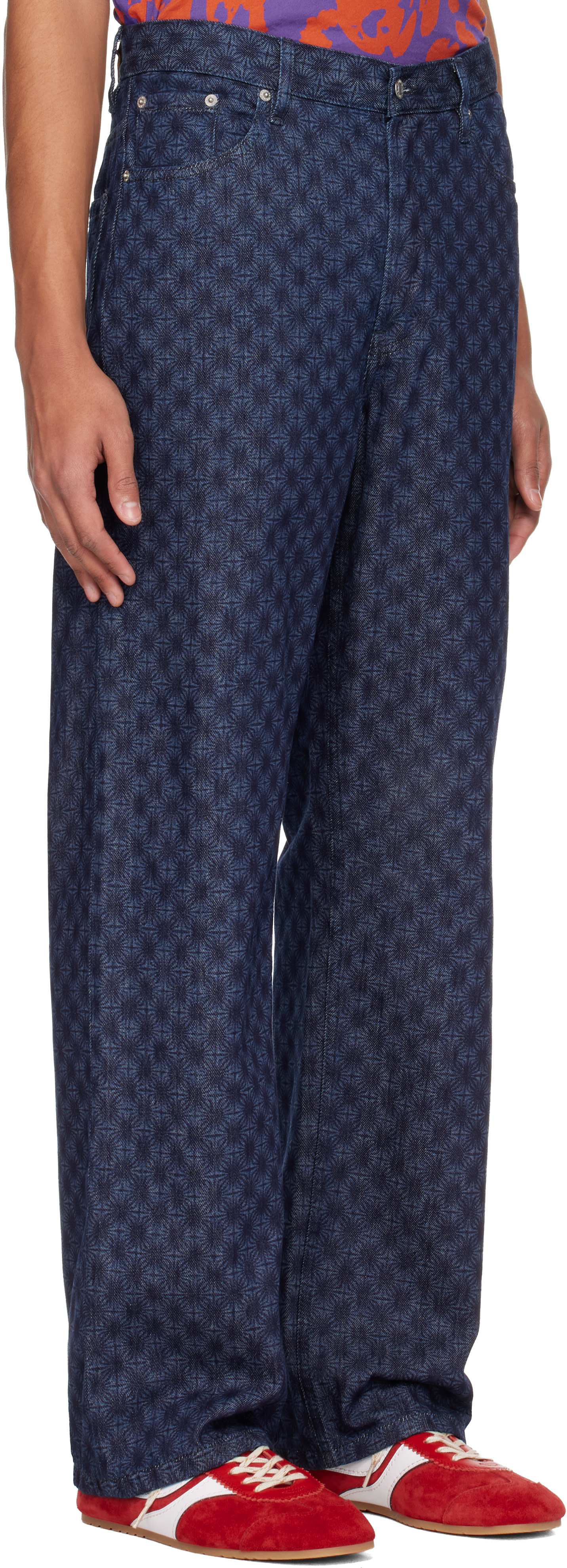 Dries Van Noten: Navy Floral Jeans | SSENSE