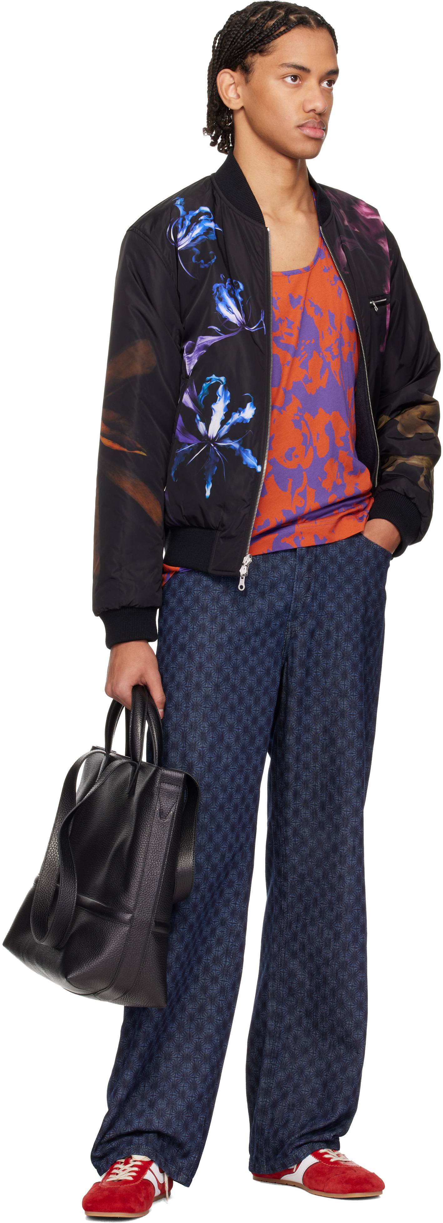 Dries Van Noten: Navy Floral Jeans | SSENSE